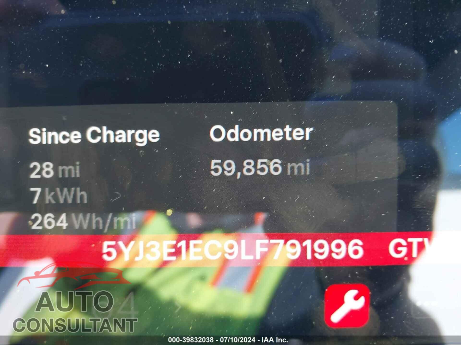 TESLA MODEL 3 2020 - 5YJ3E1EC9LF791996