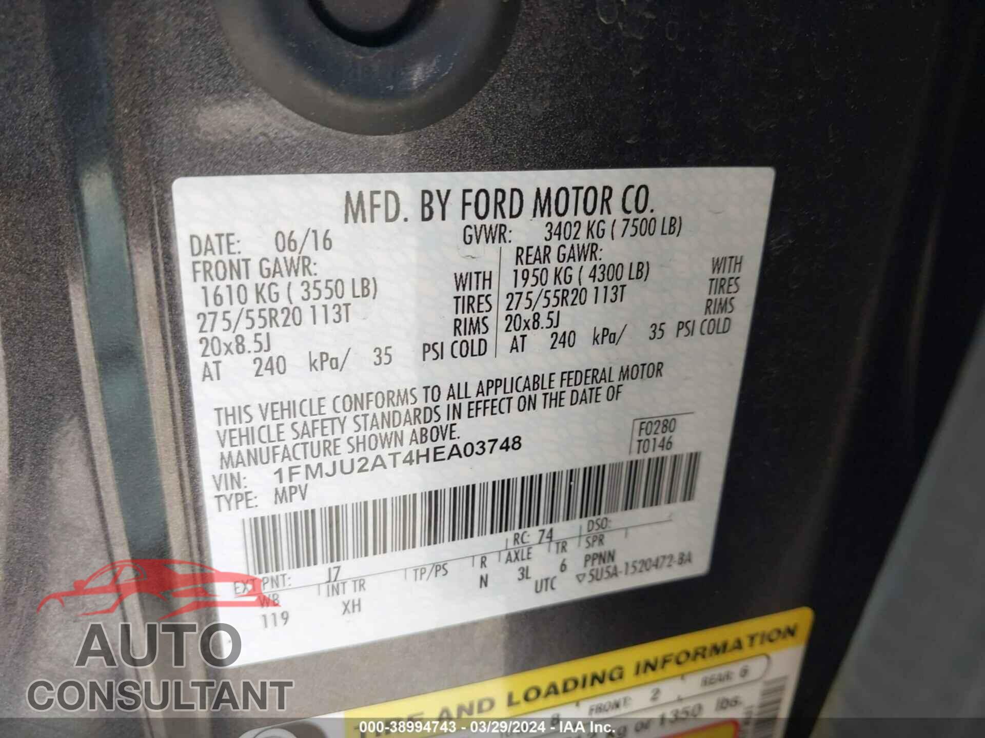 FORD EXPEDITION 2017 - 1FMJU2AT4HEA03748
