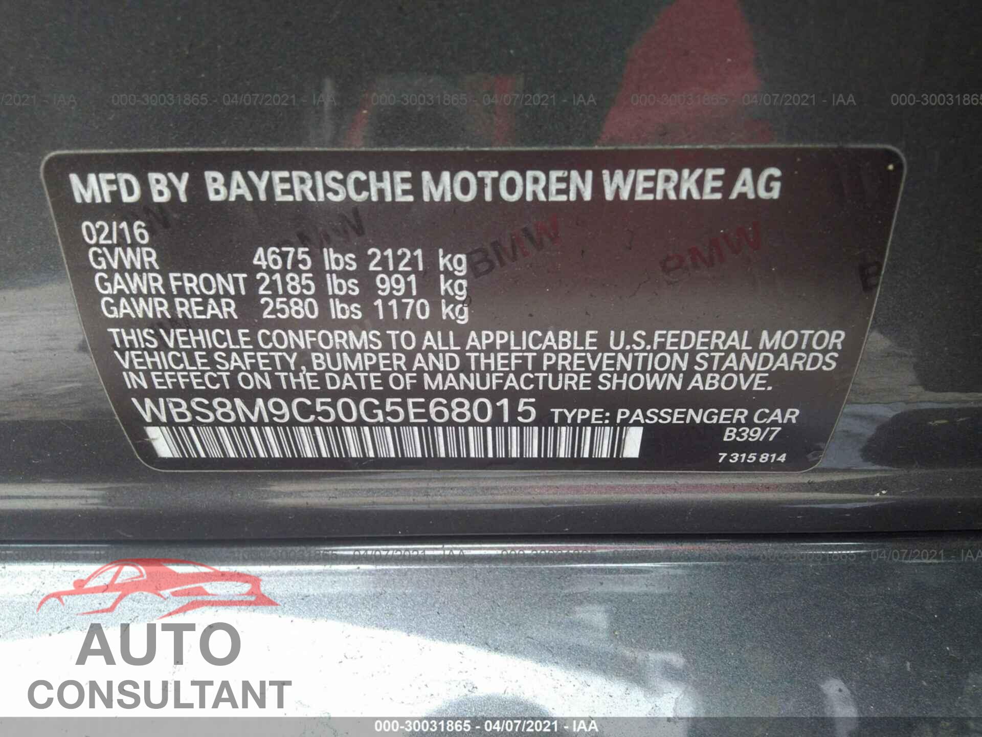 BMW M3 2016 - WBS8M9C50G5E68015