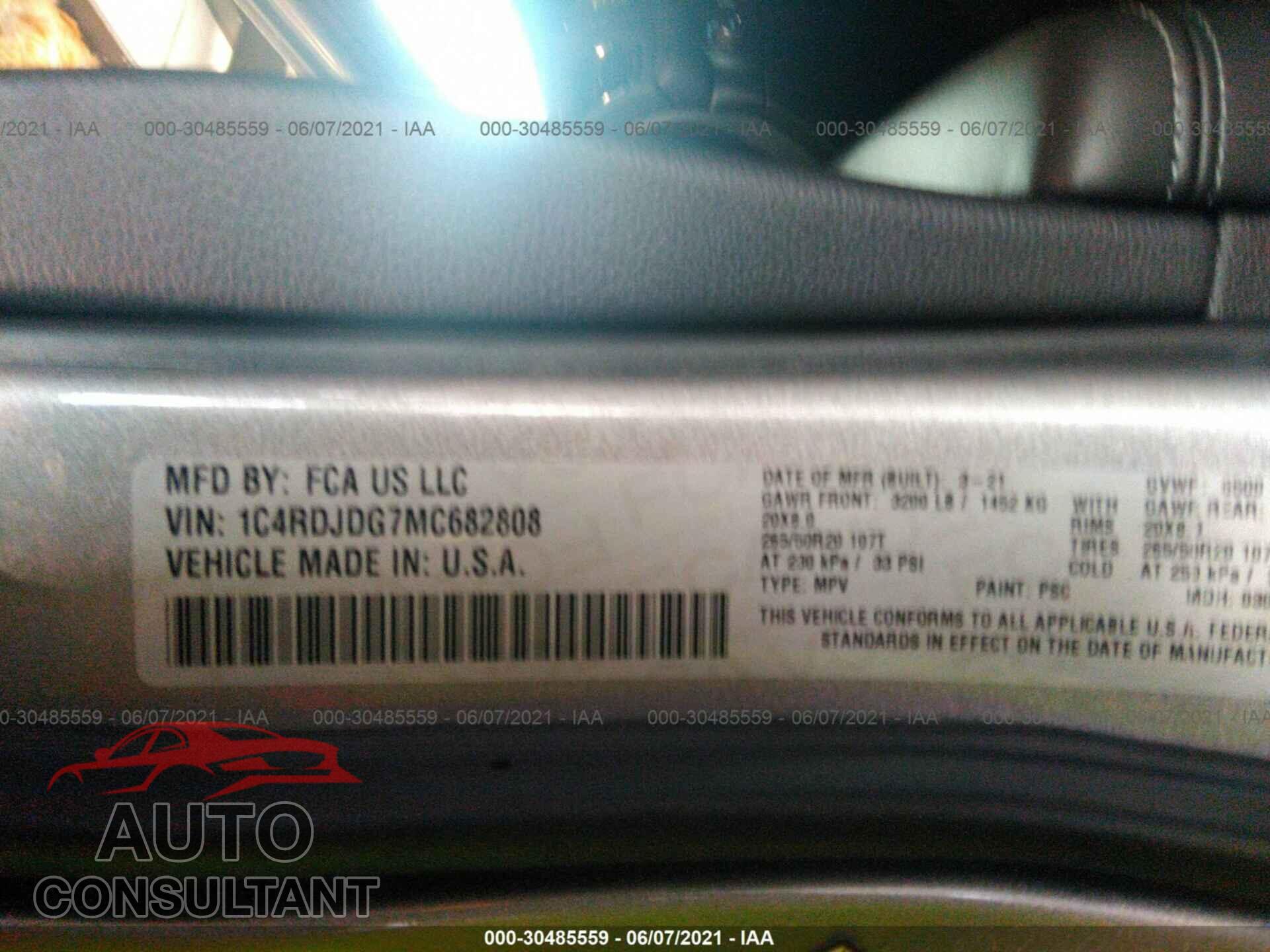DODGE DURANGO 2021 - 1C4RDJDG7MC682808