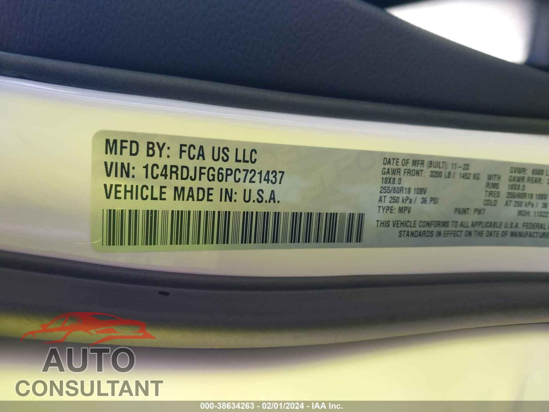 DODGE DURANGO 2023 - 1C4RDJFG6PC721437