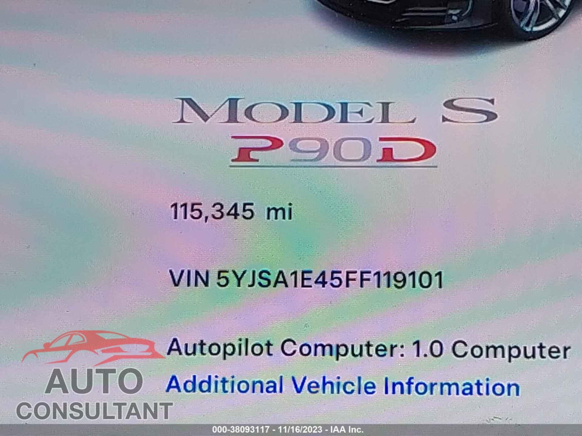 TESLA MODEL S 2015 - 5YJSA1E45FF119101