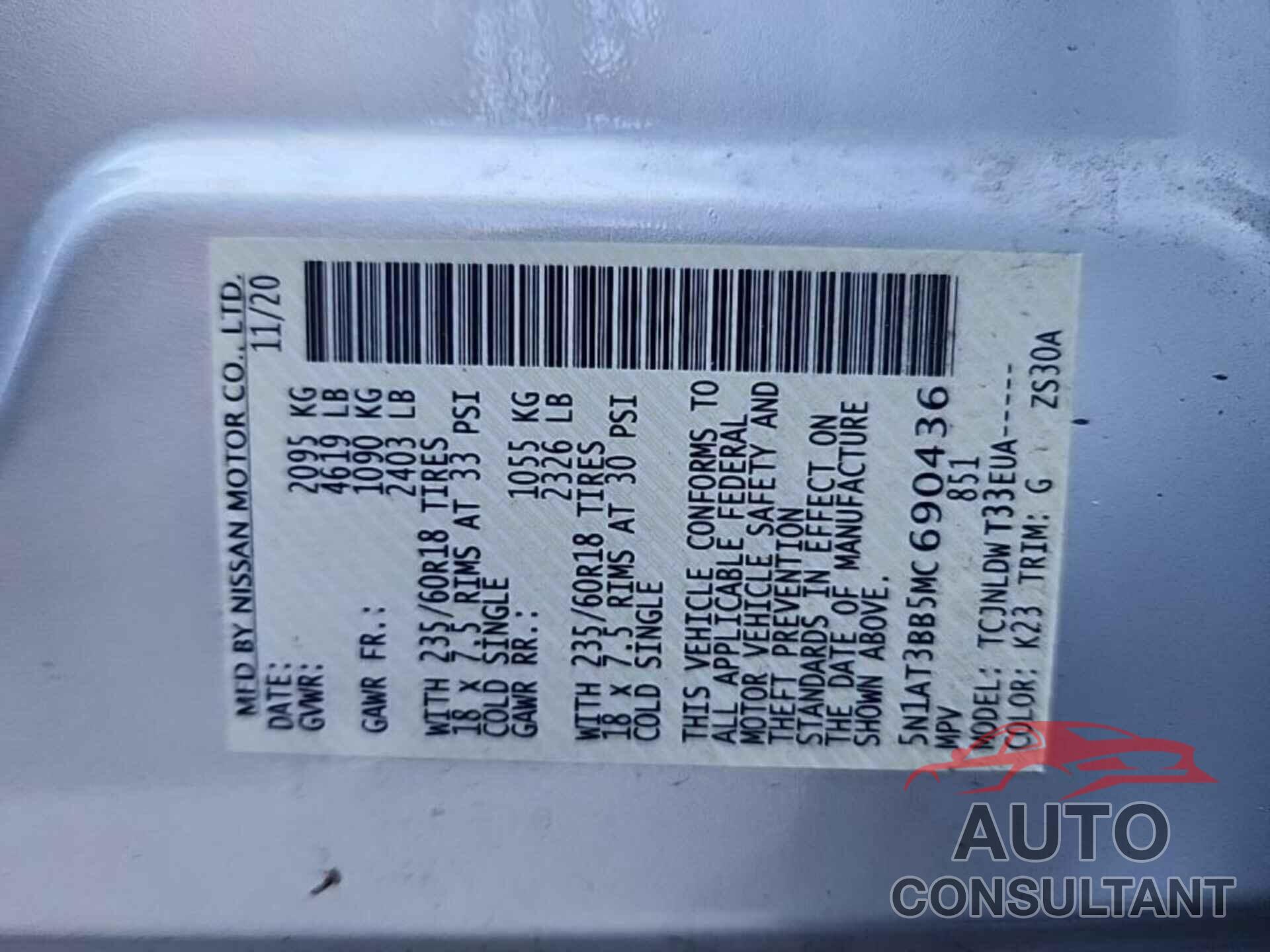 NISSAN ROGUE 2021 - 5N1AT3BB5MC690436