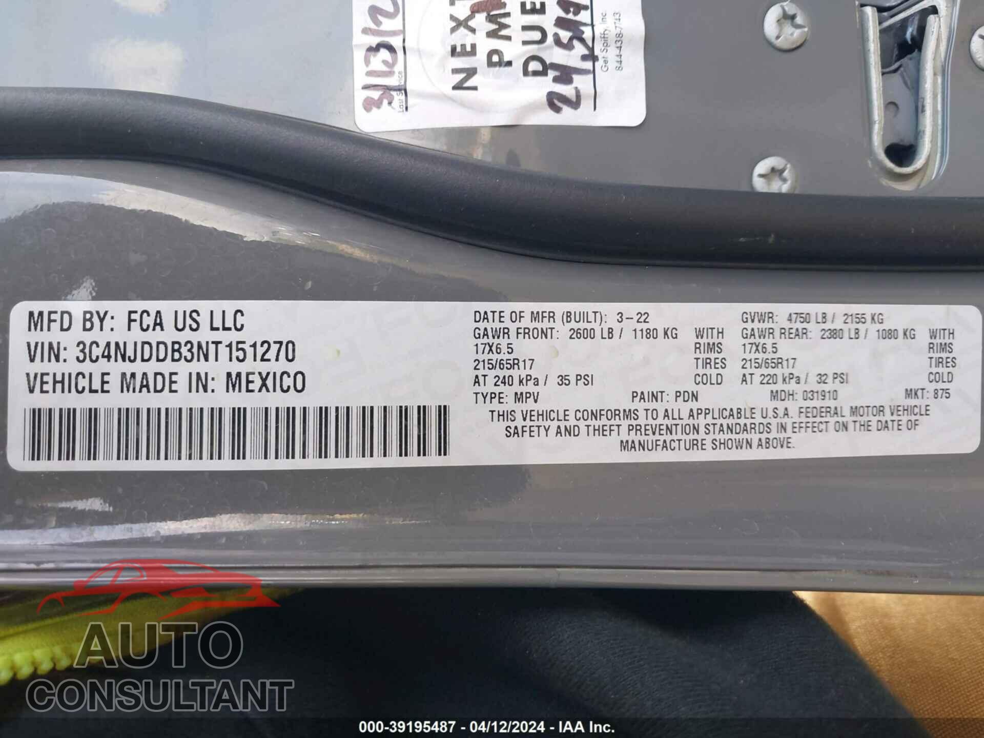 JEEP COMPASS 2022 - 3C4NJDDB3NT151270
