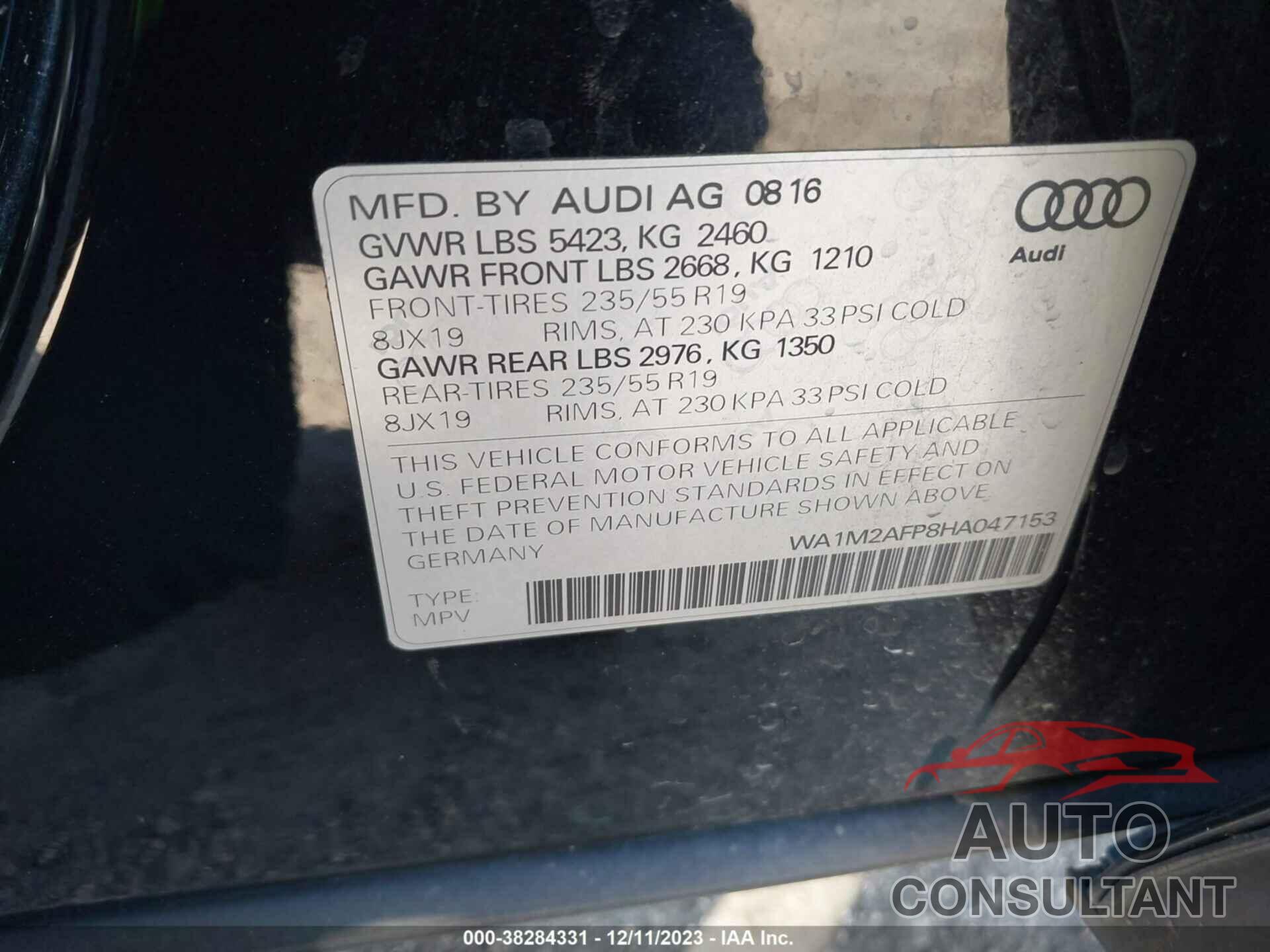 AUDI Q5 2017 - WA1M2AFP8HA047153