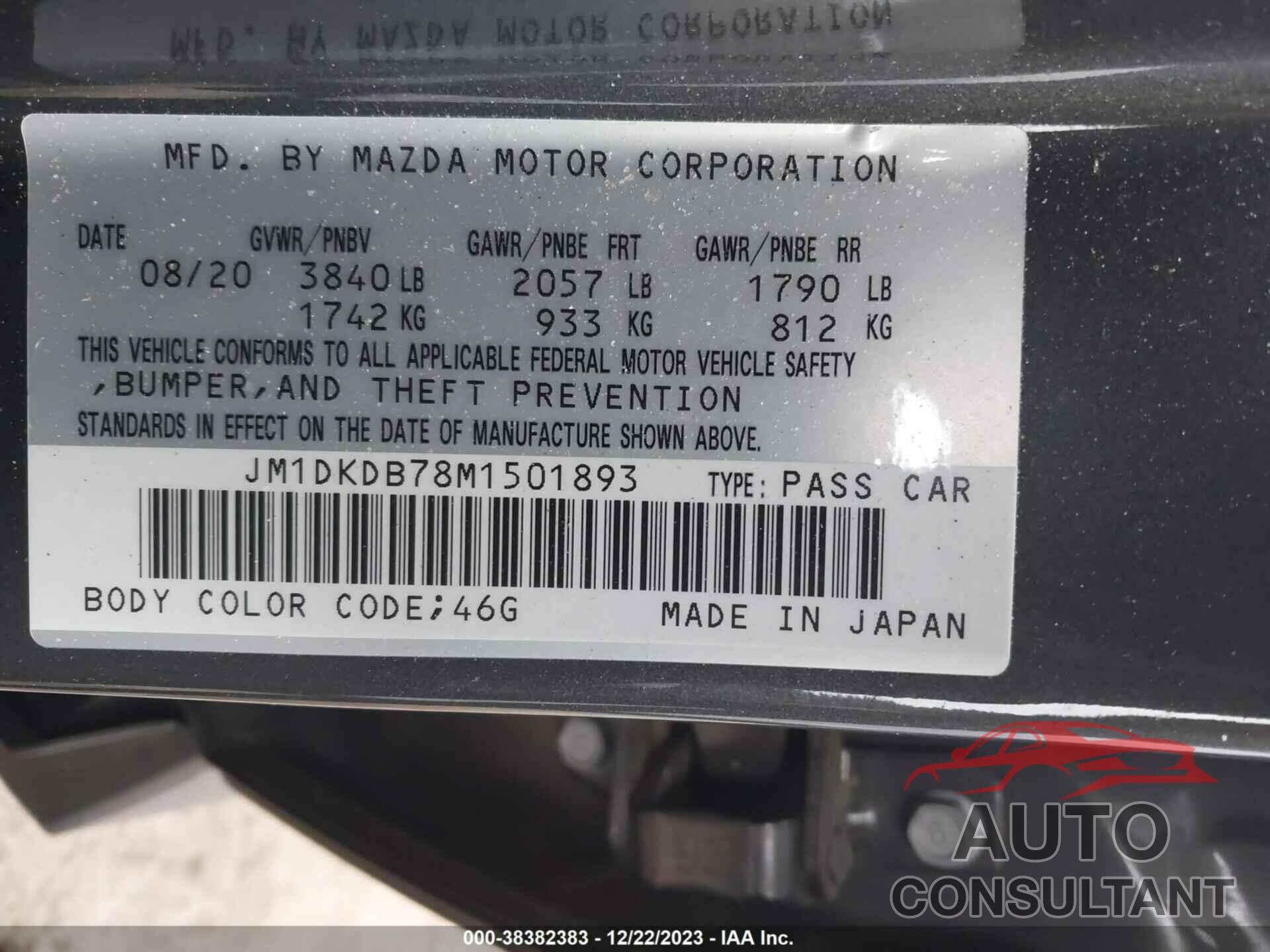 MAZDA CX-3 2021 - JM1DKDB78M1501893