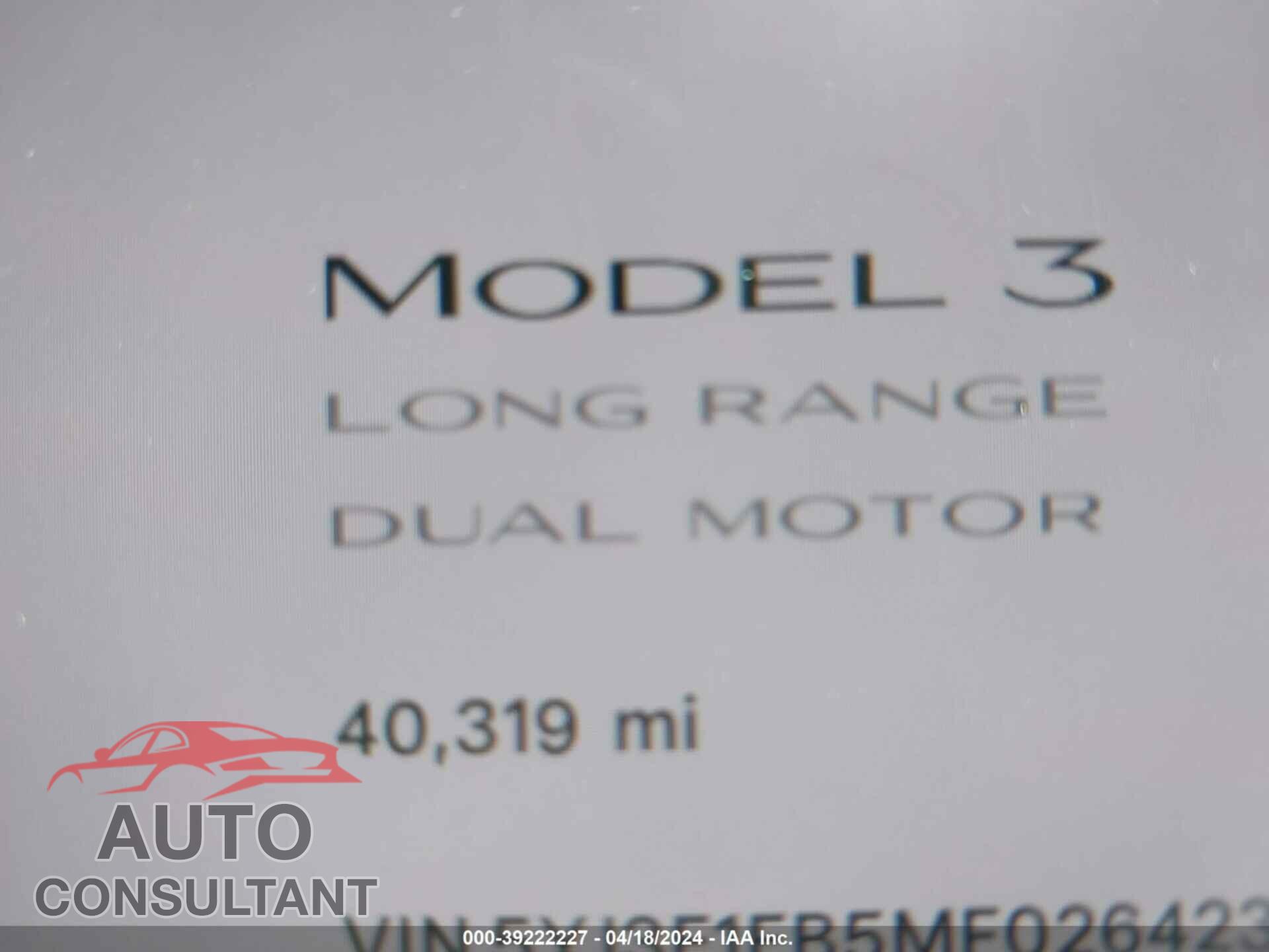 TESLA MODEL 3 2021 - 5YJ3E1EB5MF026423