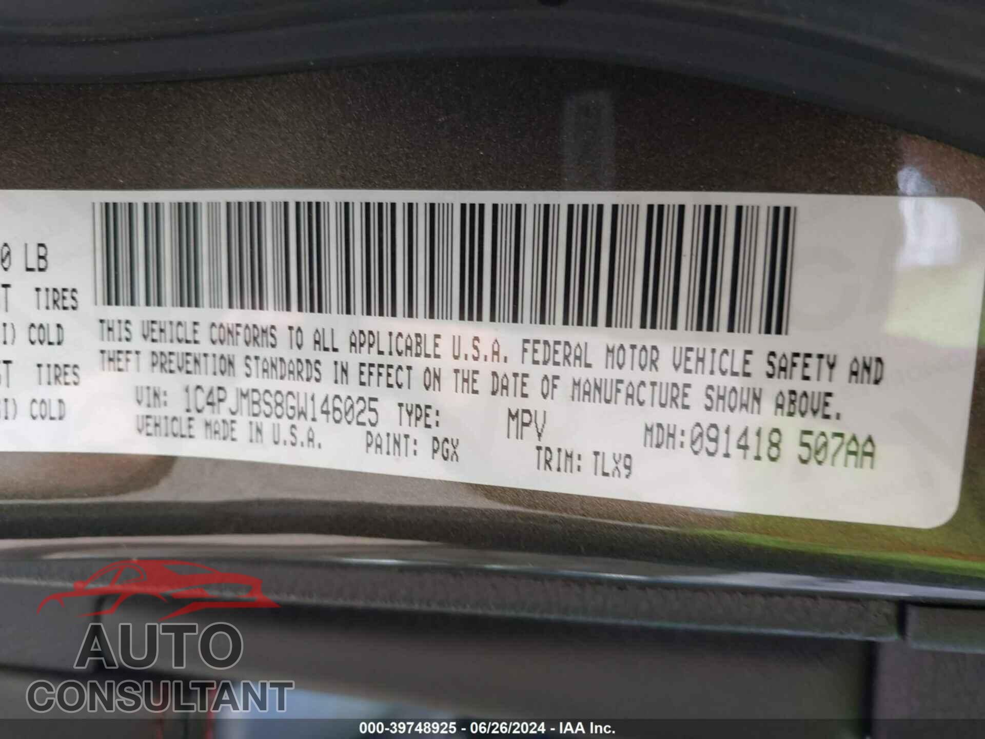 JEEP CHEROKEE 2016 - 1C4PJMBS8GW146025