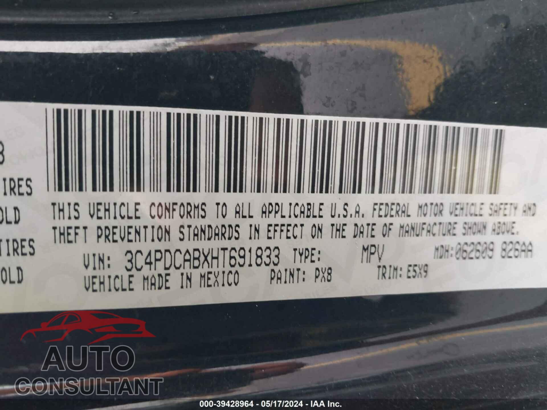DODGE JOURNEY 2017 - 3C4PDCABXHT691833