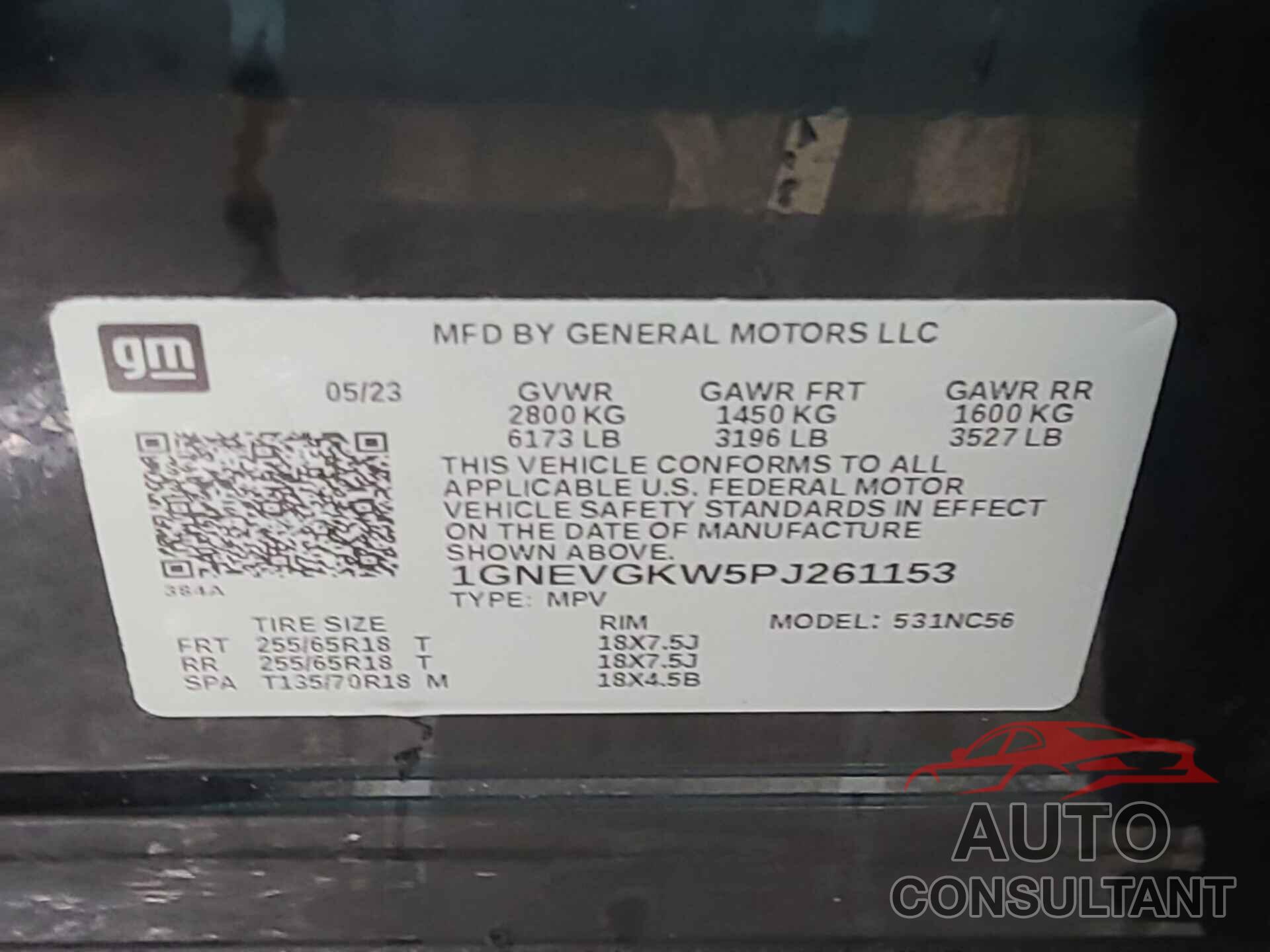 CHEVROLET TRAVERSE 2023 - 1GNEVGKW5PJ261153