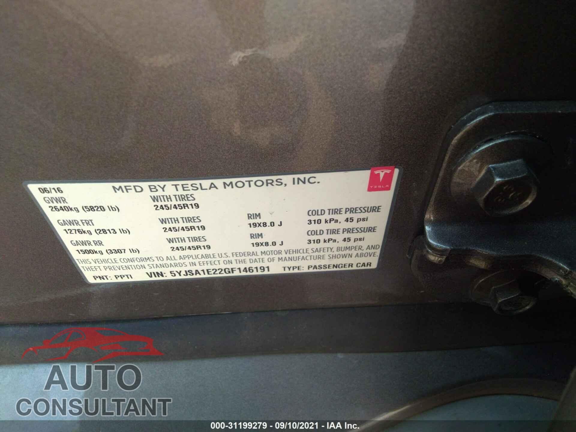 TESLA MODEL S 2016 - 5YJSA1E22GF146191