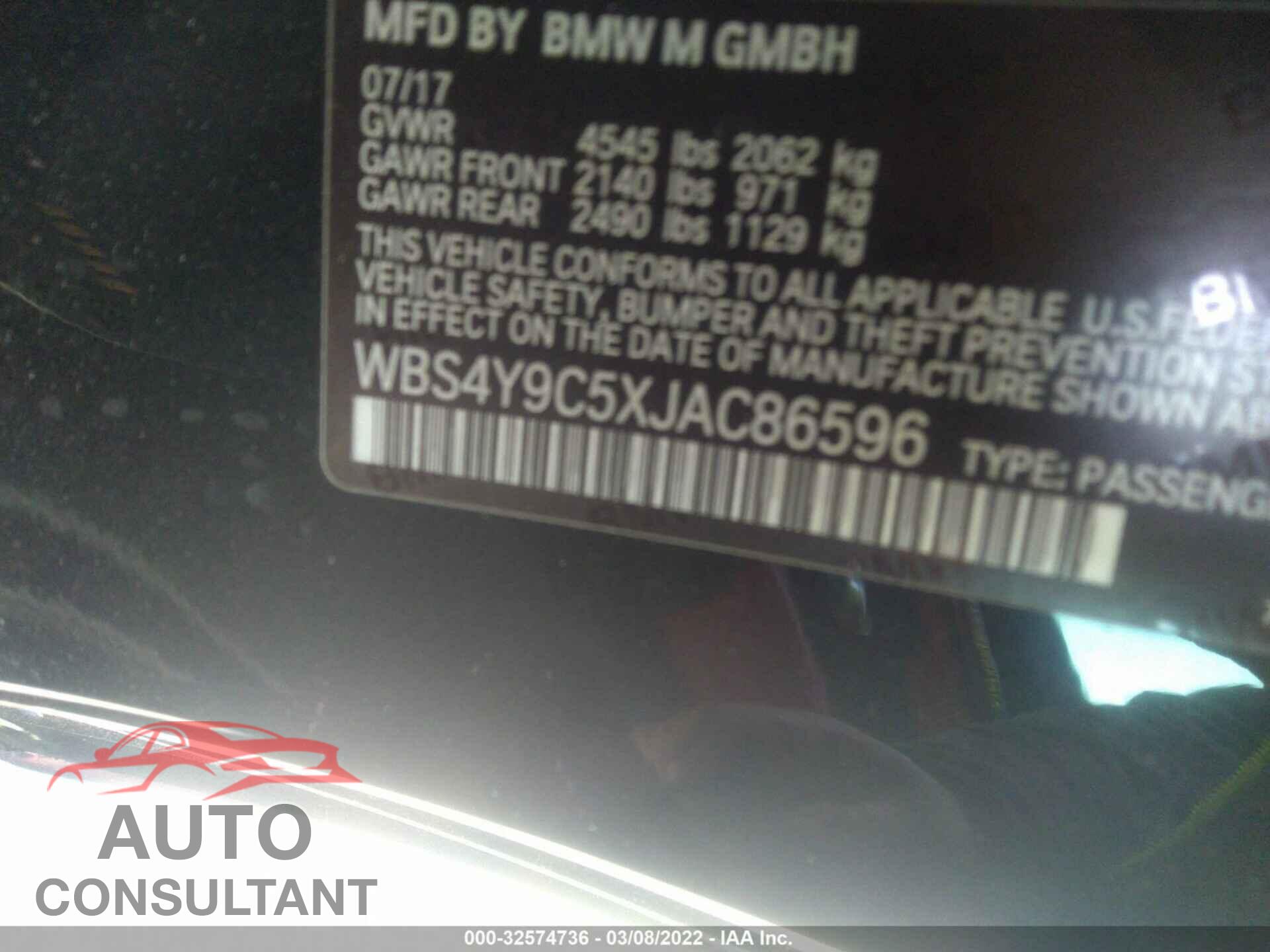 BMW M4 2018 - WBS4Y9C5XJAC86596