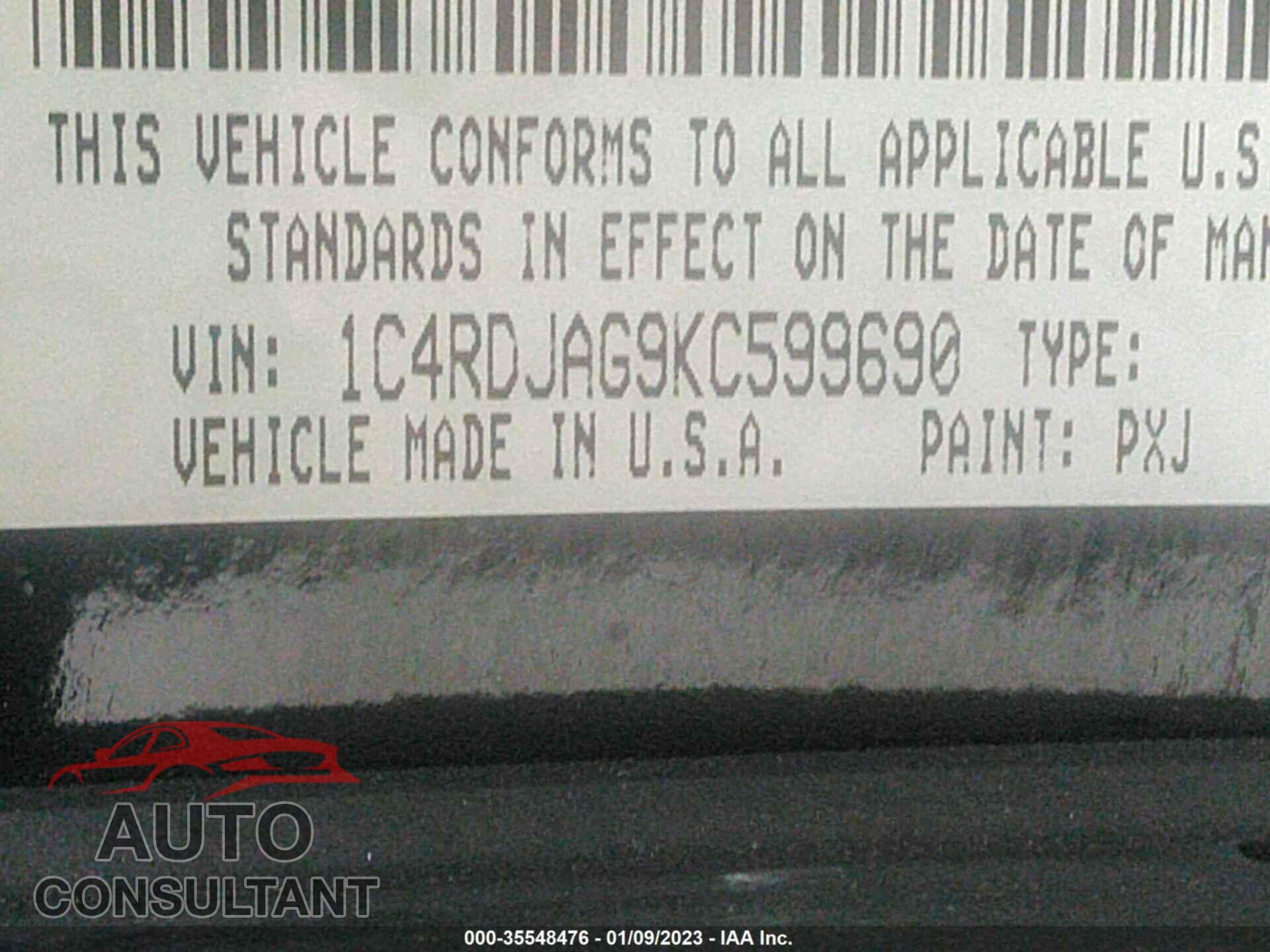 DODGE DURANGO 2019 - 1C4RDJAG9KC599690