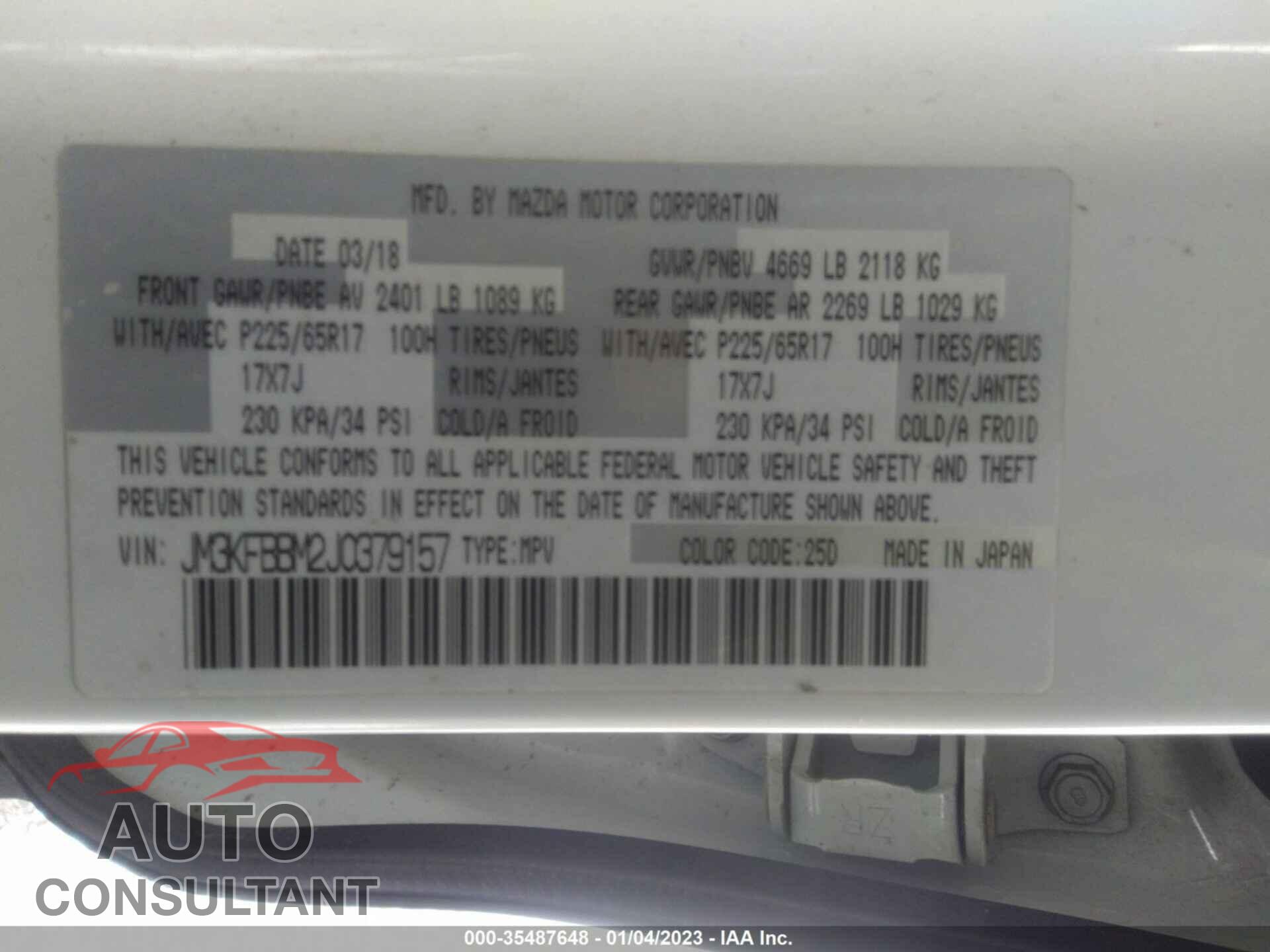 MAZDA CX-5 2018 - JM3KFBBM2J0379157