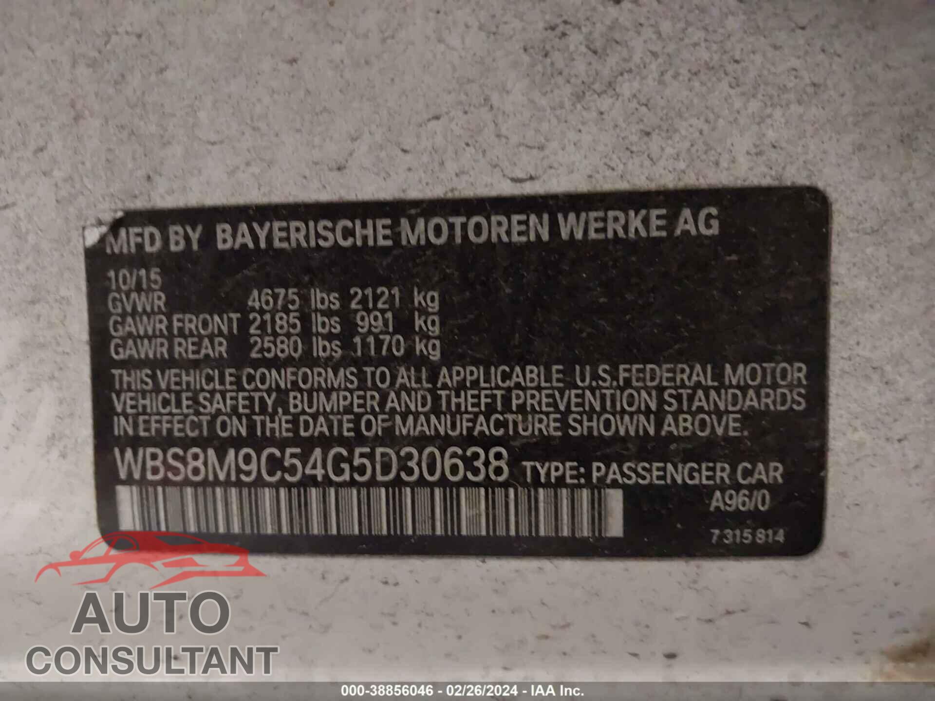 BMW M3 2016 - WBS8M9C54G5D30638