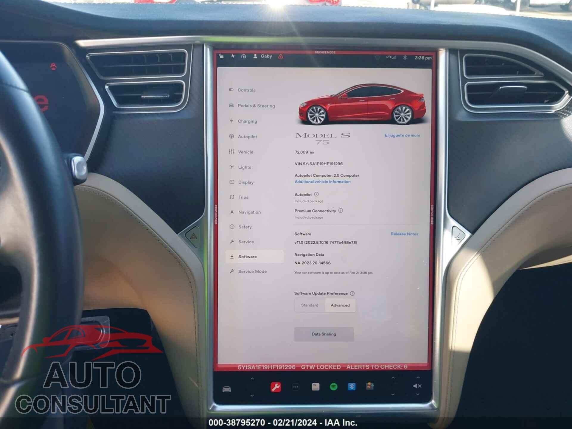 TESLA MODEL S 2017 - 5YJSA1E19HF191296