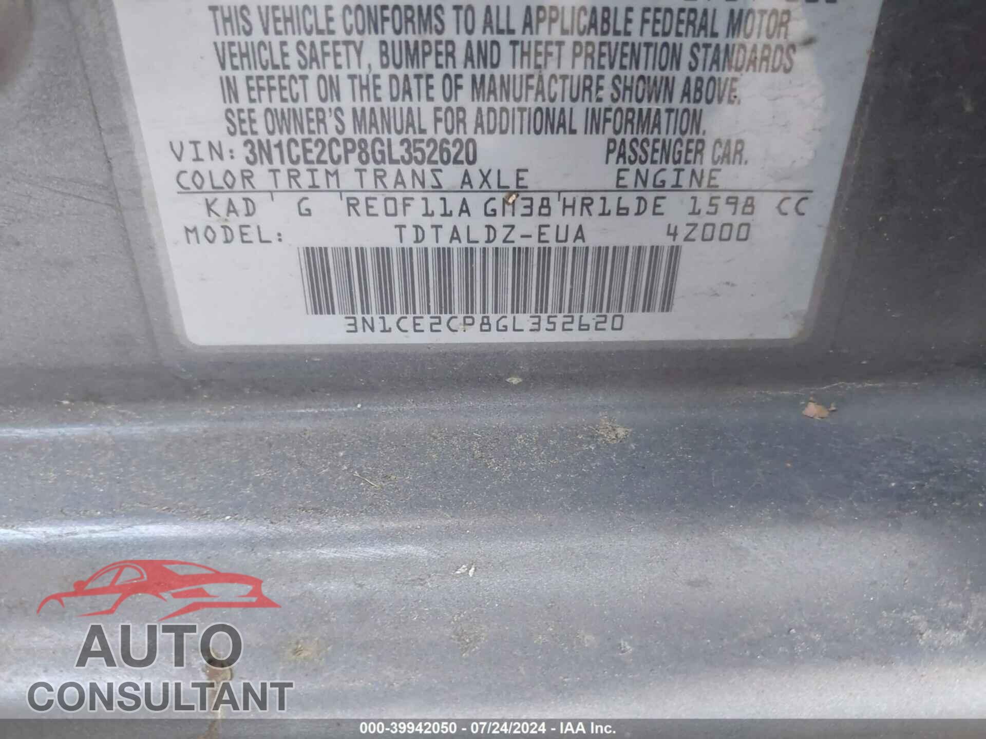 NISSAN VERSA NOTE 2016 - 3N1CE2CP8GL352620