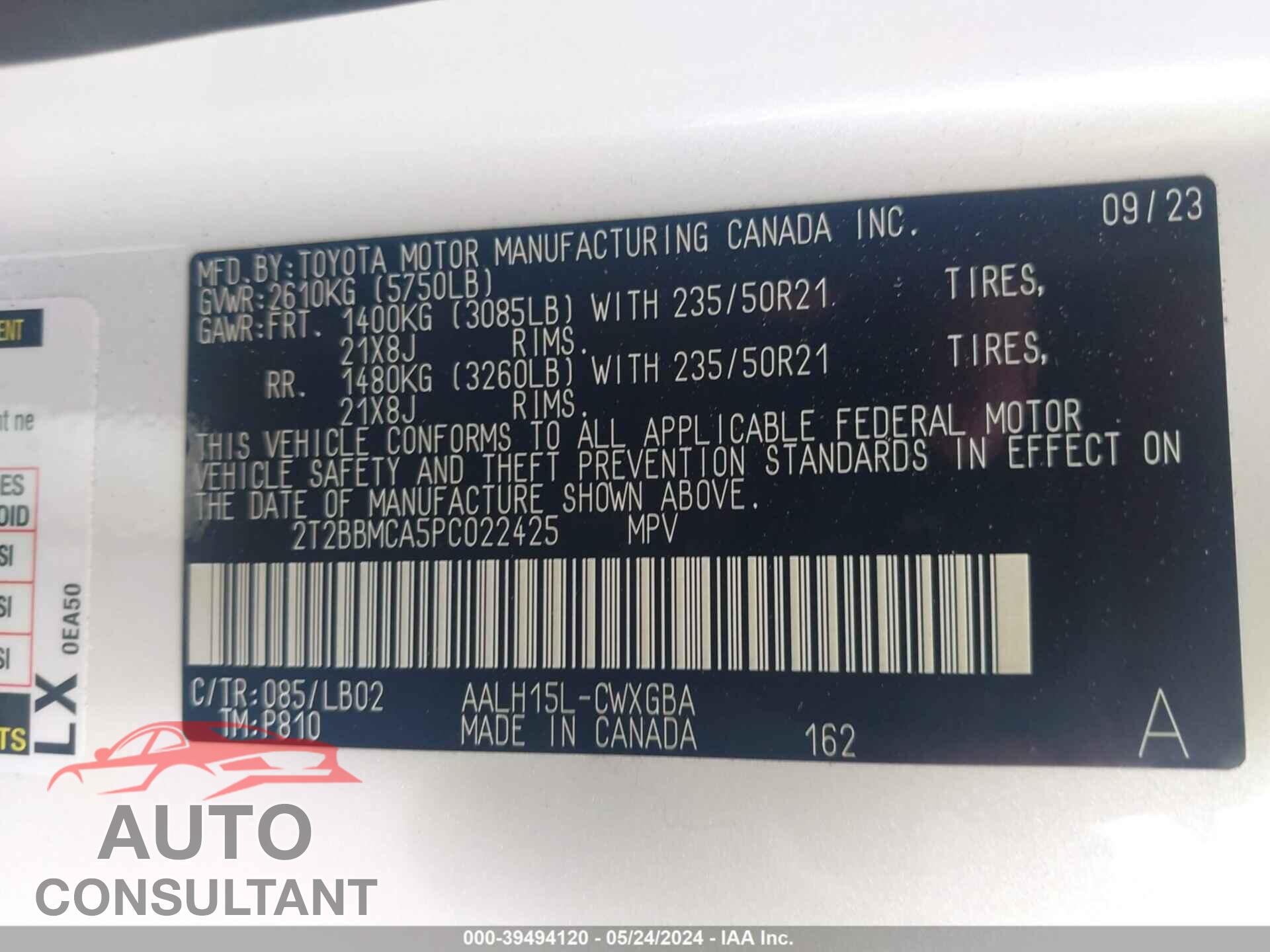LEXUS RX 350H 2023 - 2T2BBMCA5PC022425