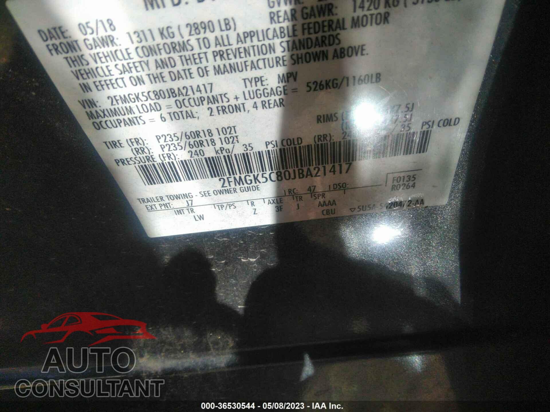 FORD FLEX 2018 - 2FMGK5C80JBA21417