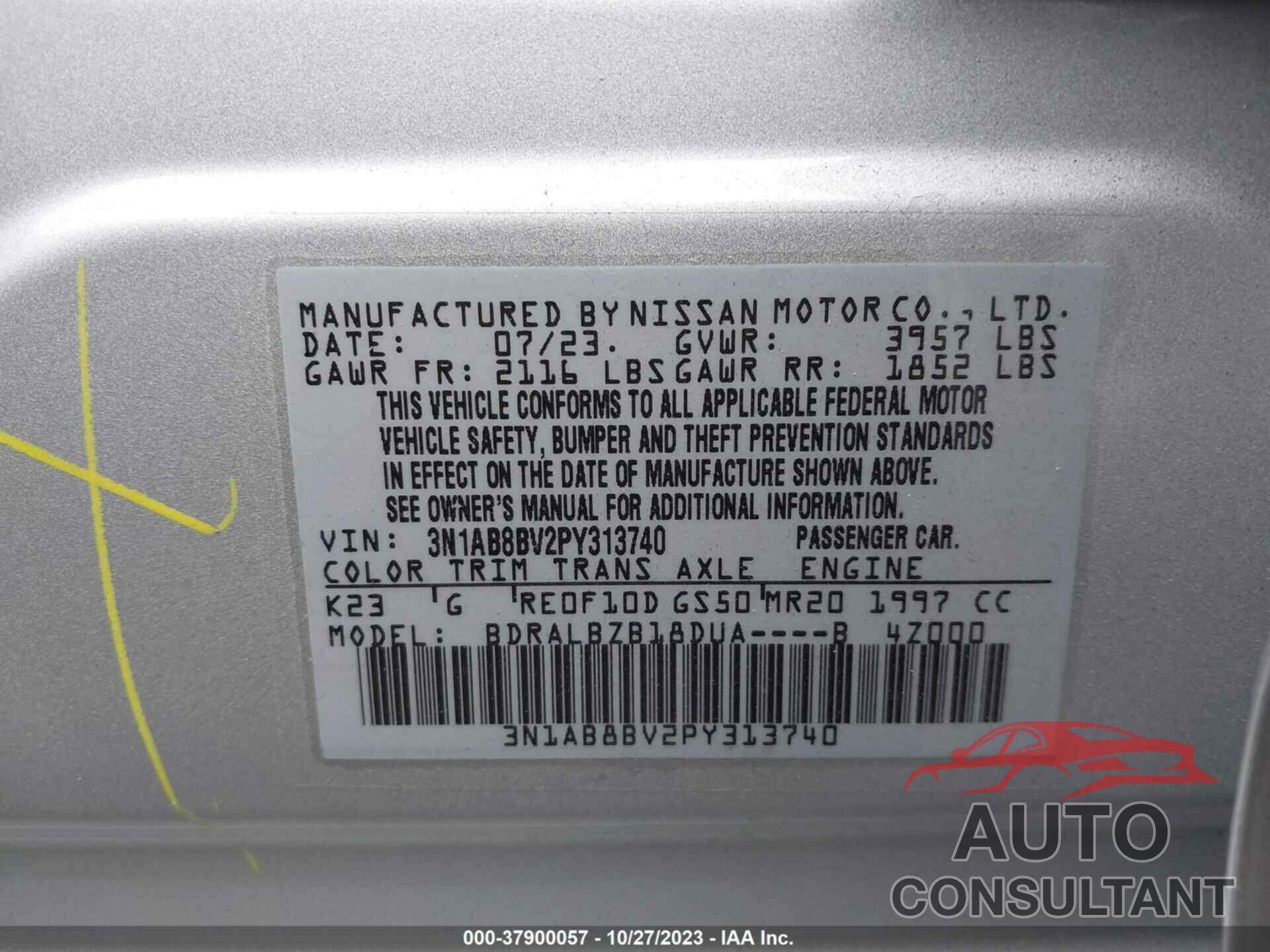 NISSAN SENTRA 2023 - 3N1AB8BV2PY313740