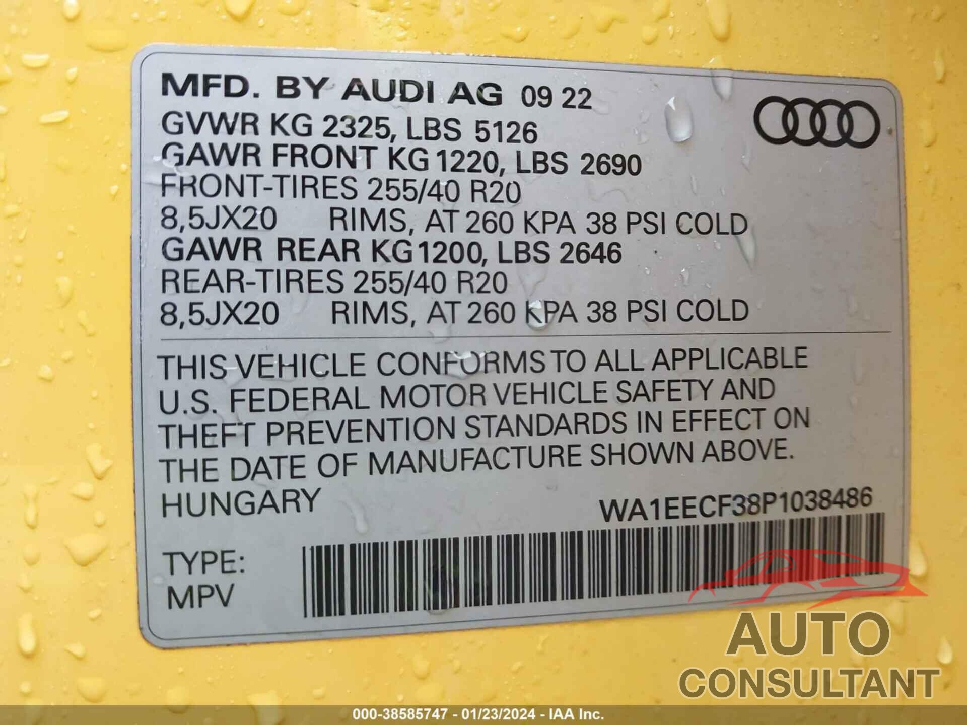 AUDI Q3 2023 - WA1EECF38P1038486