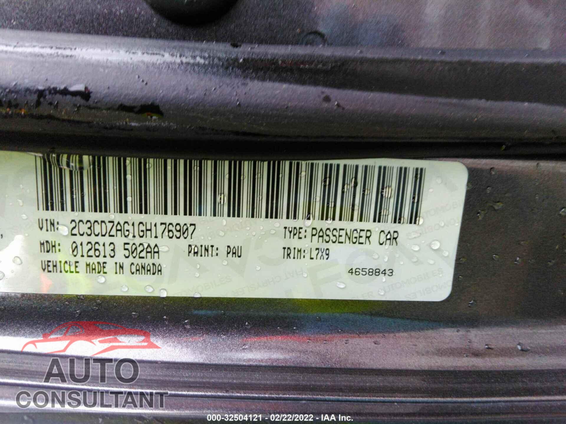 DODGE CHALLENGER 2016 - 2C3CDZAG1GH176907