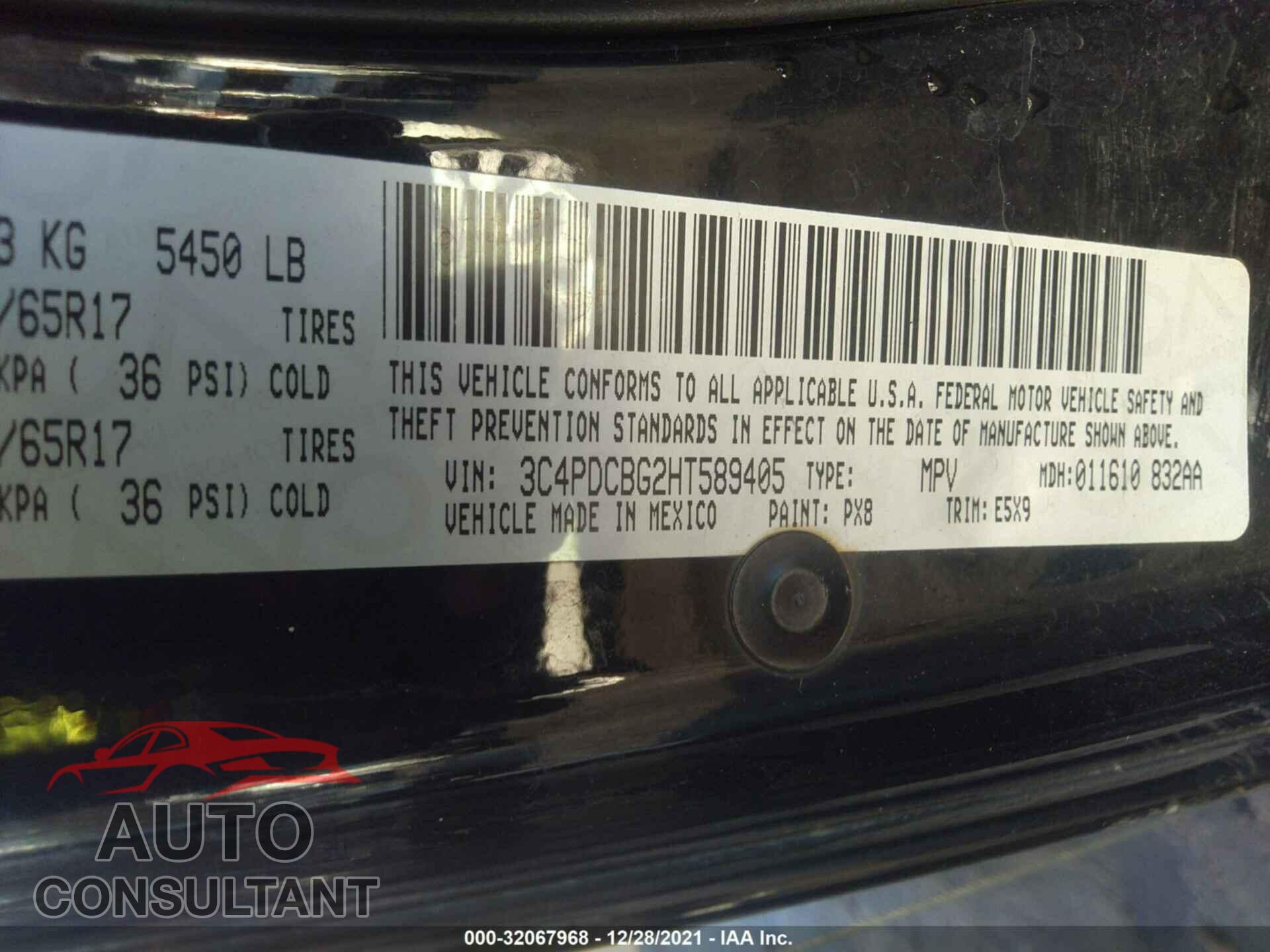DODGE JOURNEY 2017 - 3C4PDCBG2HT589405