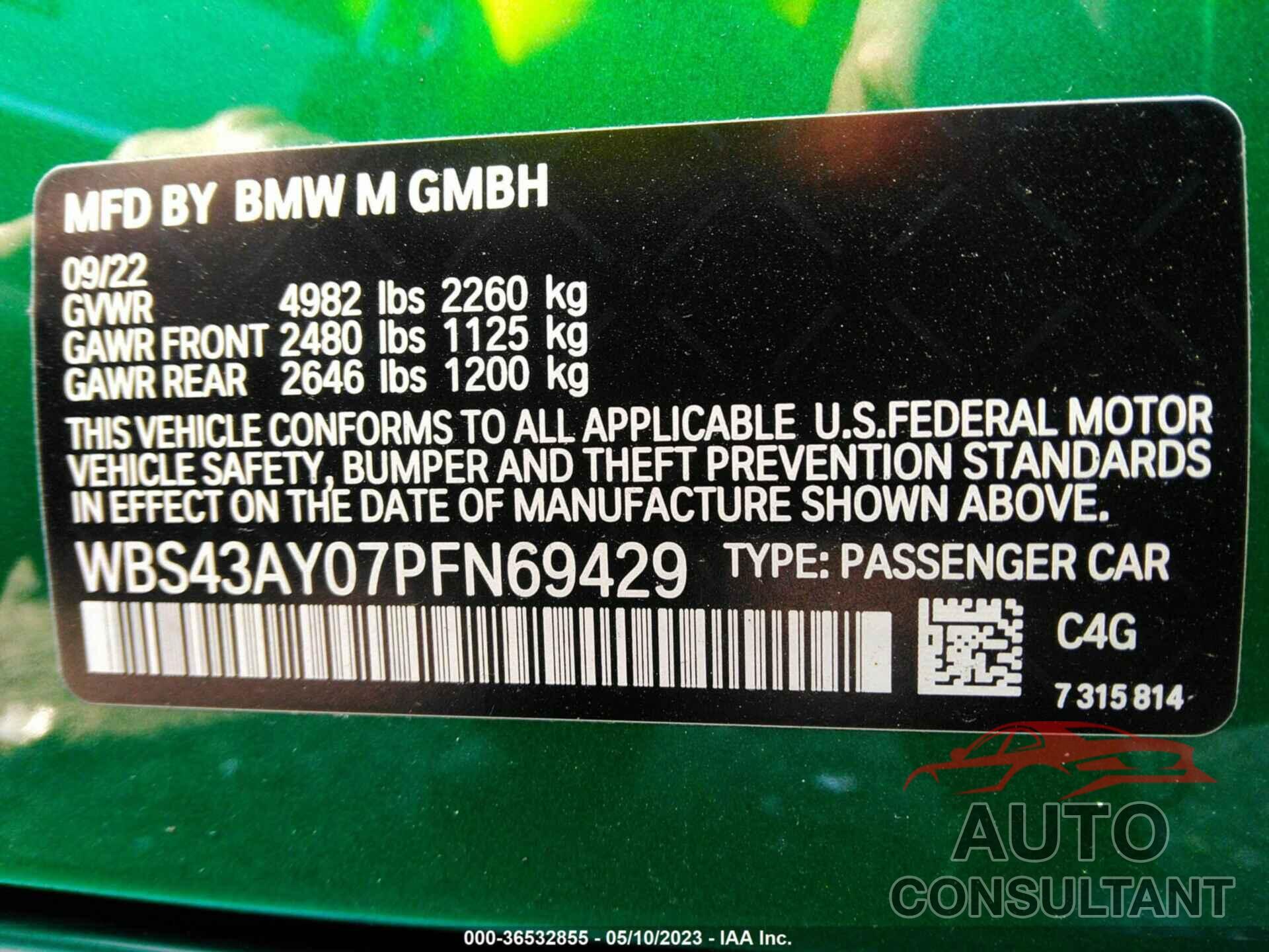 BMW M3 2023 - WBS43AY07PFN69429