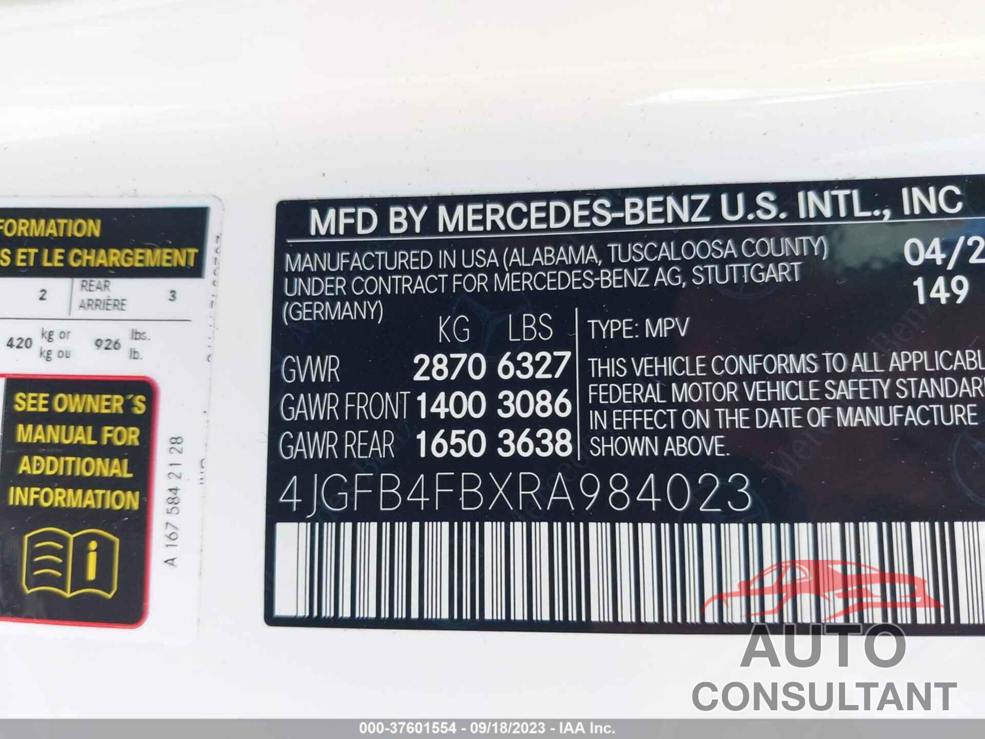 MERCEDES-BENZ GLE 2024 - 4JGFB4FBXRA984023