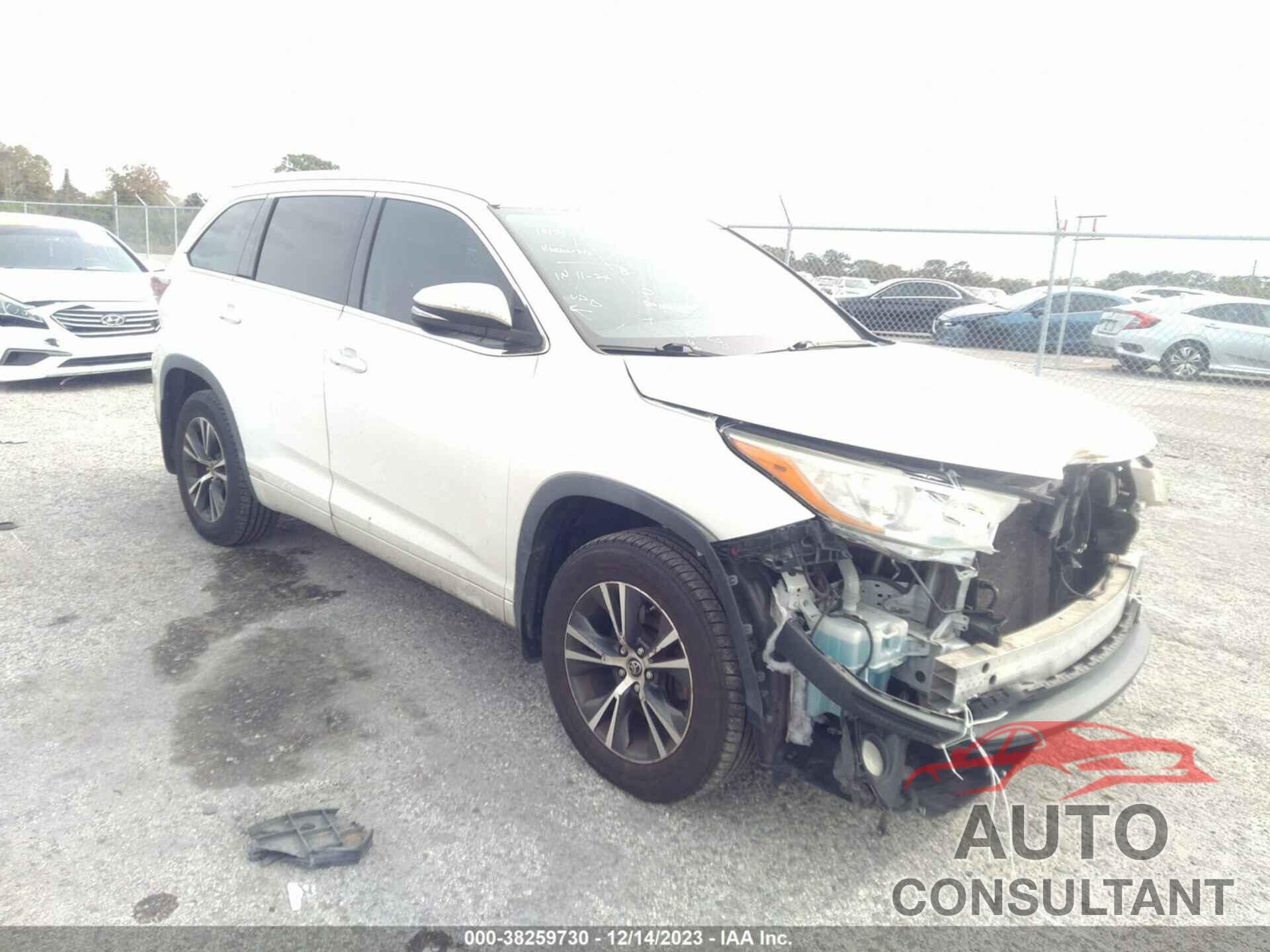 TOYOTA HIGHLANDER 2016 - 5TDJKRFH5GS240782