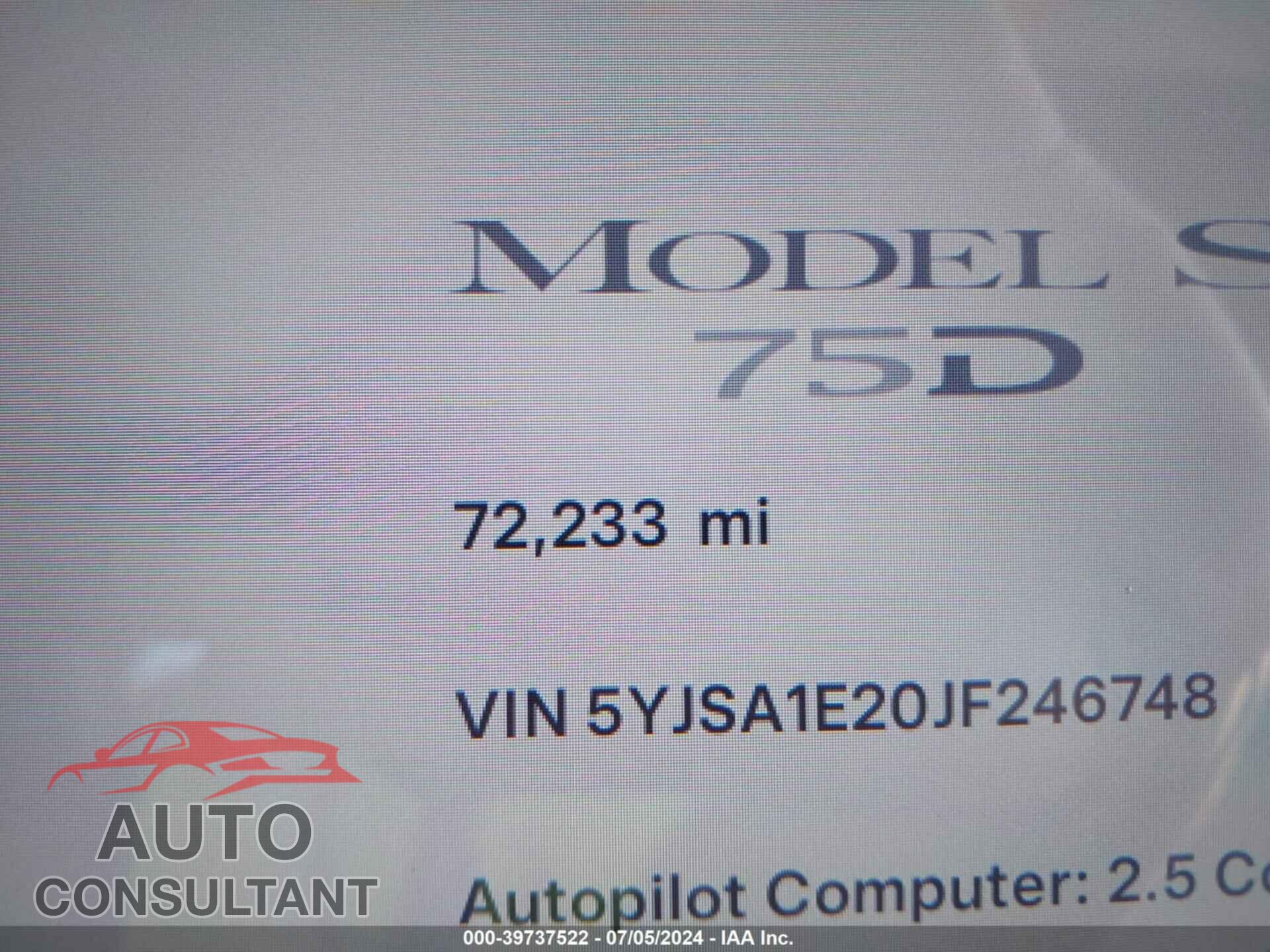 TESLA MODEL S 2018 - 5YJSA1E20JF246748