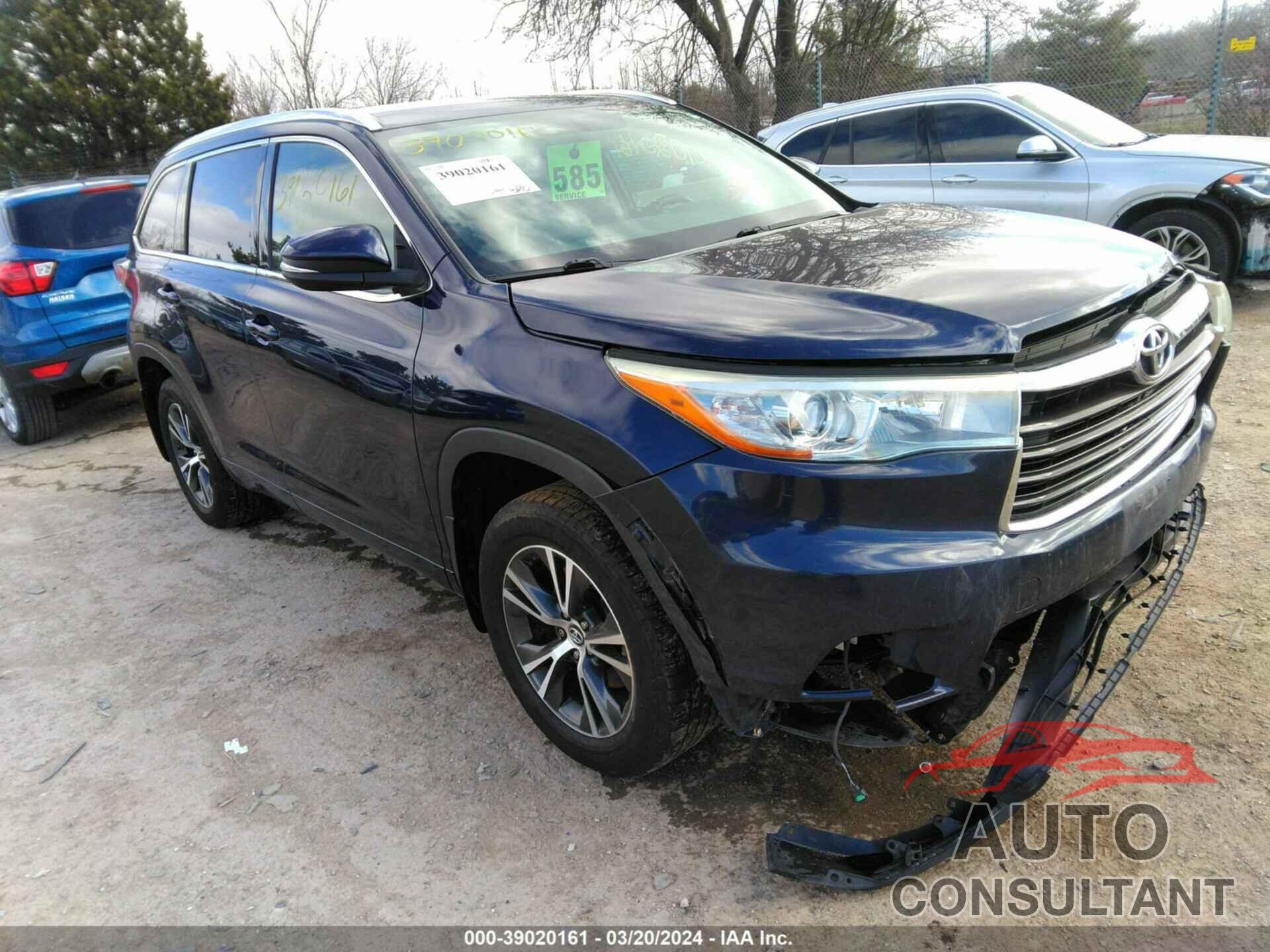 TOYOTA HIGHLANDER 2016 - 5TDJKRFH6GS283950