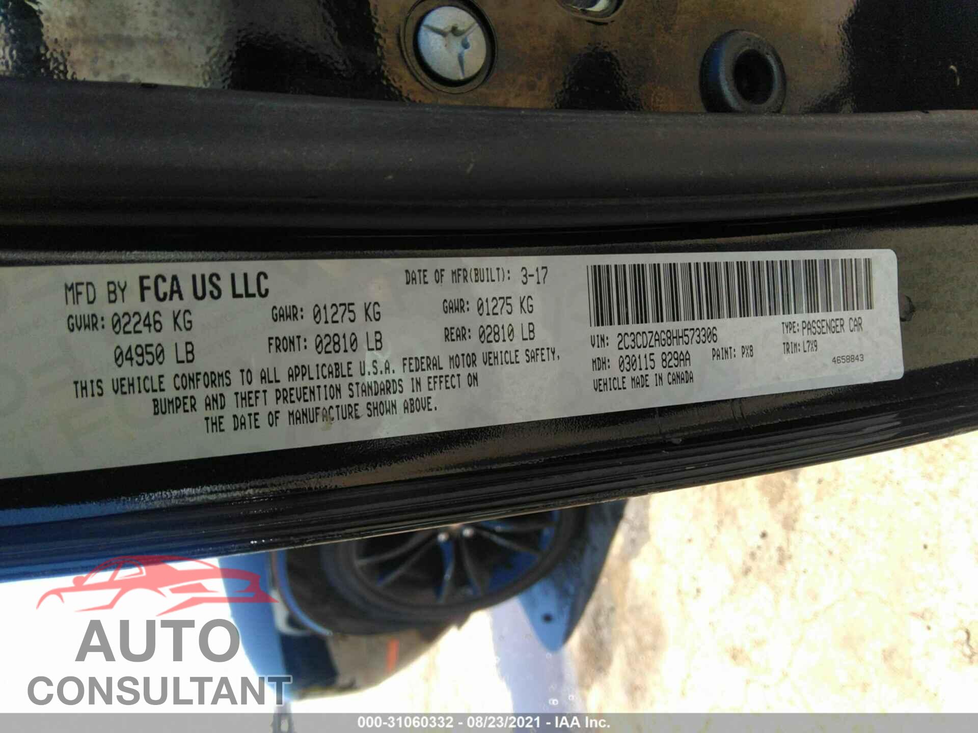 DODGE CHALLENGER 2017 - 2C3CDZAG8HH573306
