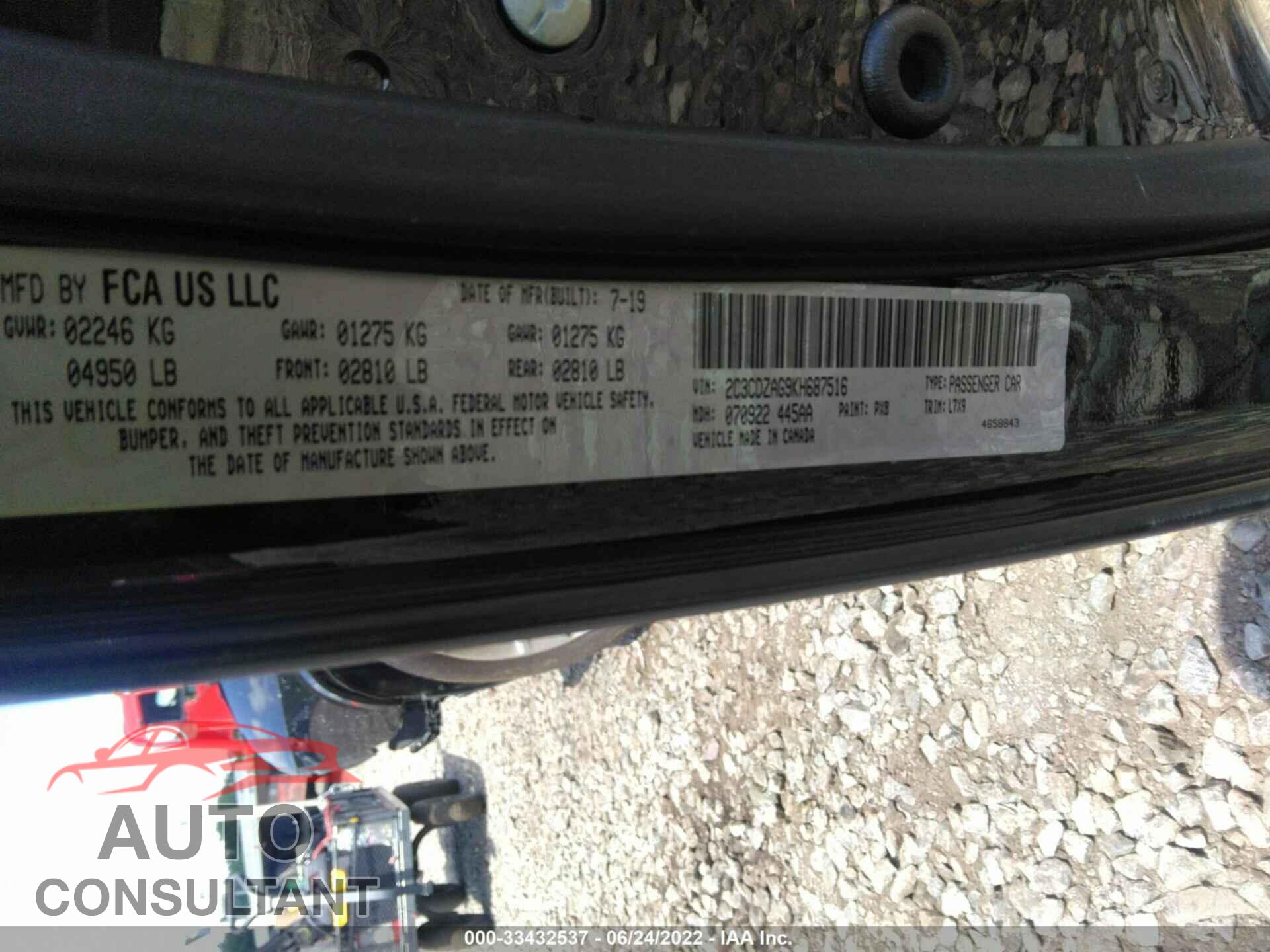 DODGE CHALLENGER 2019 - 2C3CDZAG9KH687516