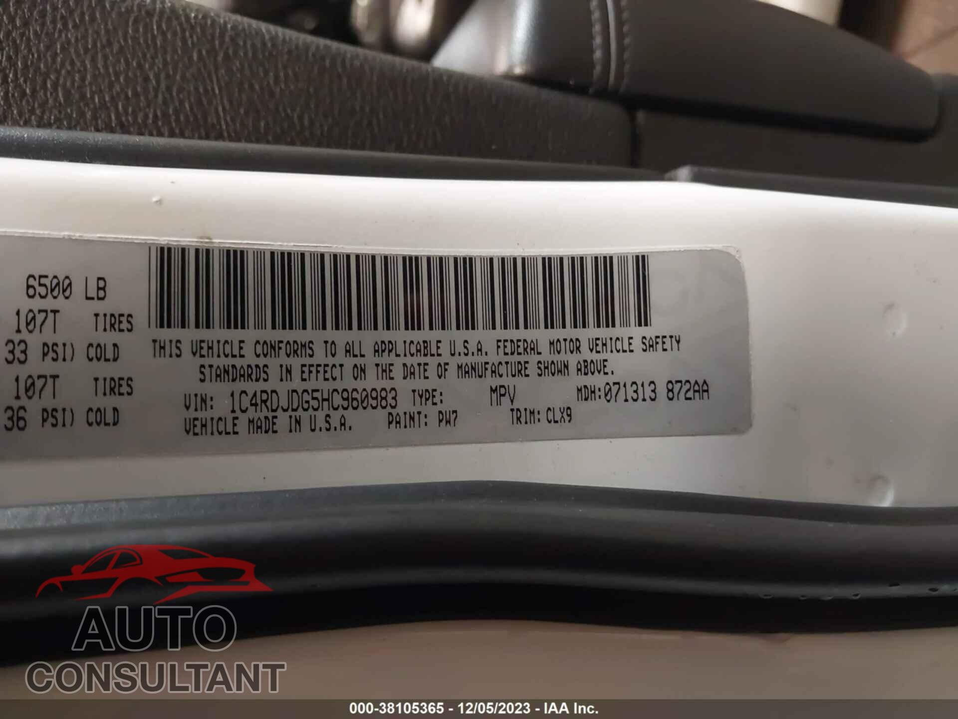 DODGE DURANGO 2017 - 1C4RDJDG5HC960983