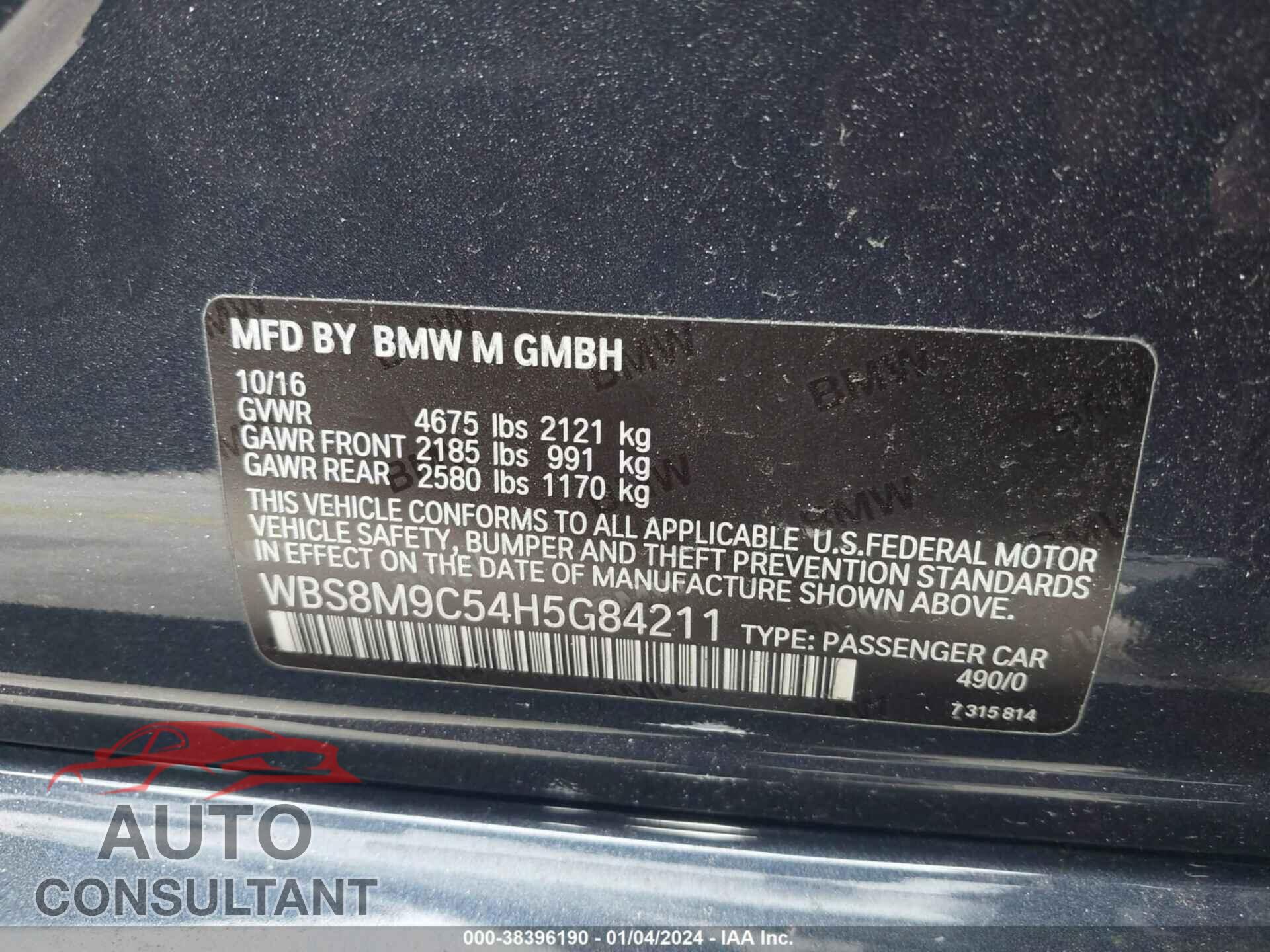 BMW M3 2017 - WBS8M9C54H5G84211