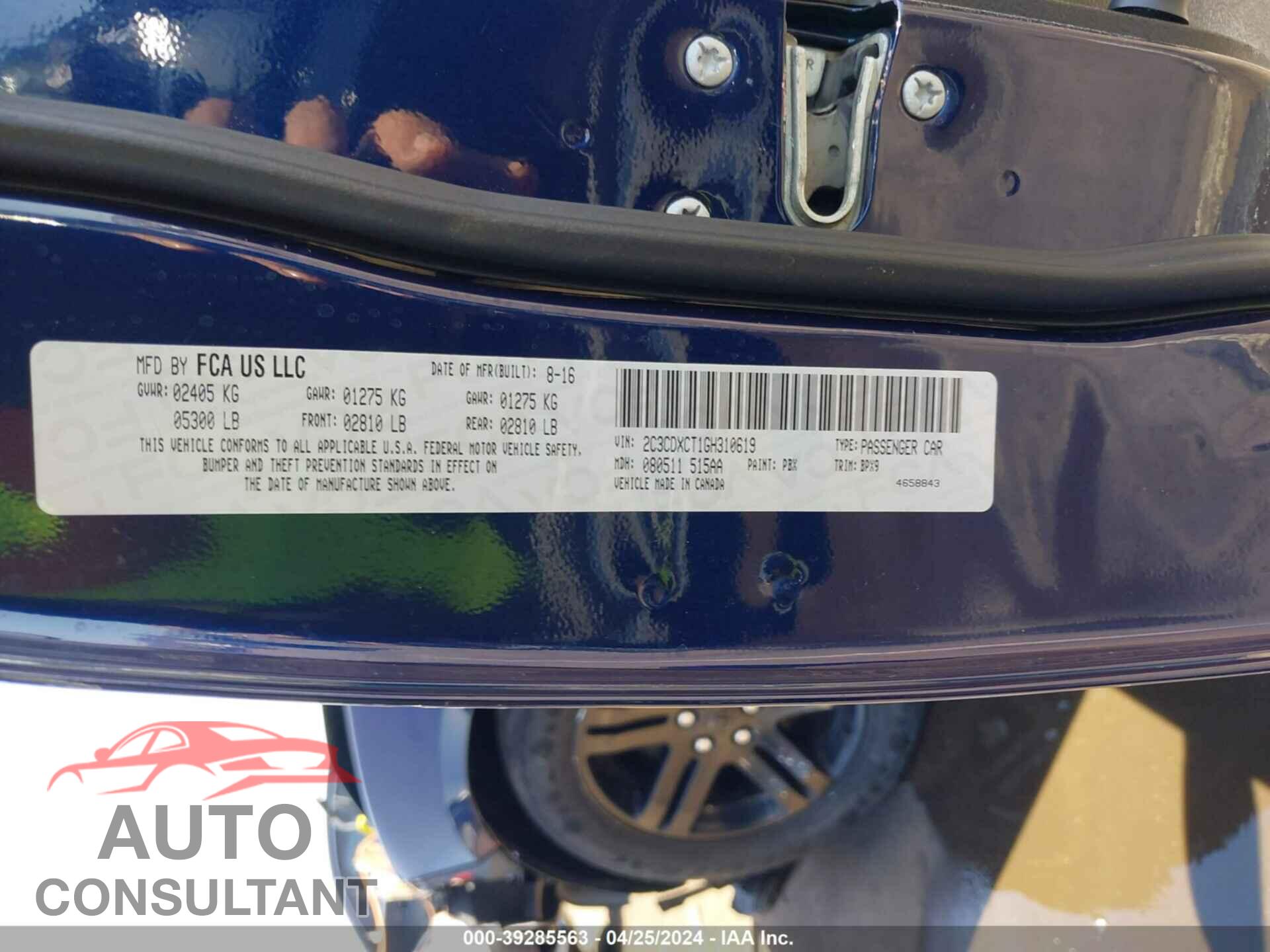 DODGE CHARGER 2016 - 2C3CDXCT1GH310619