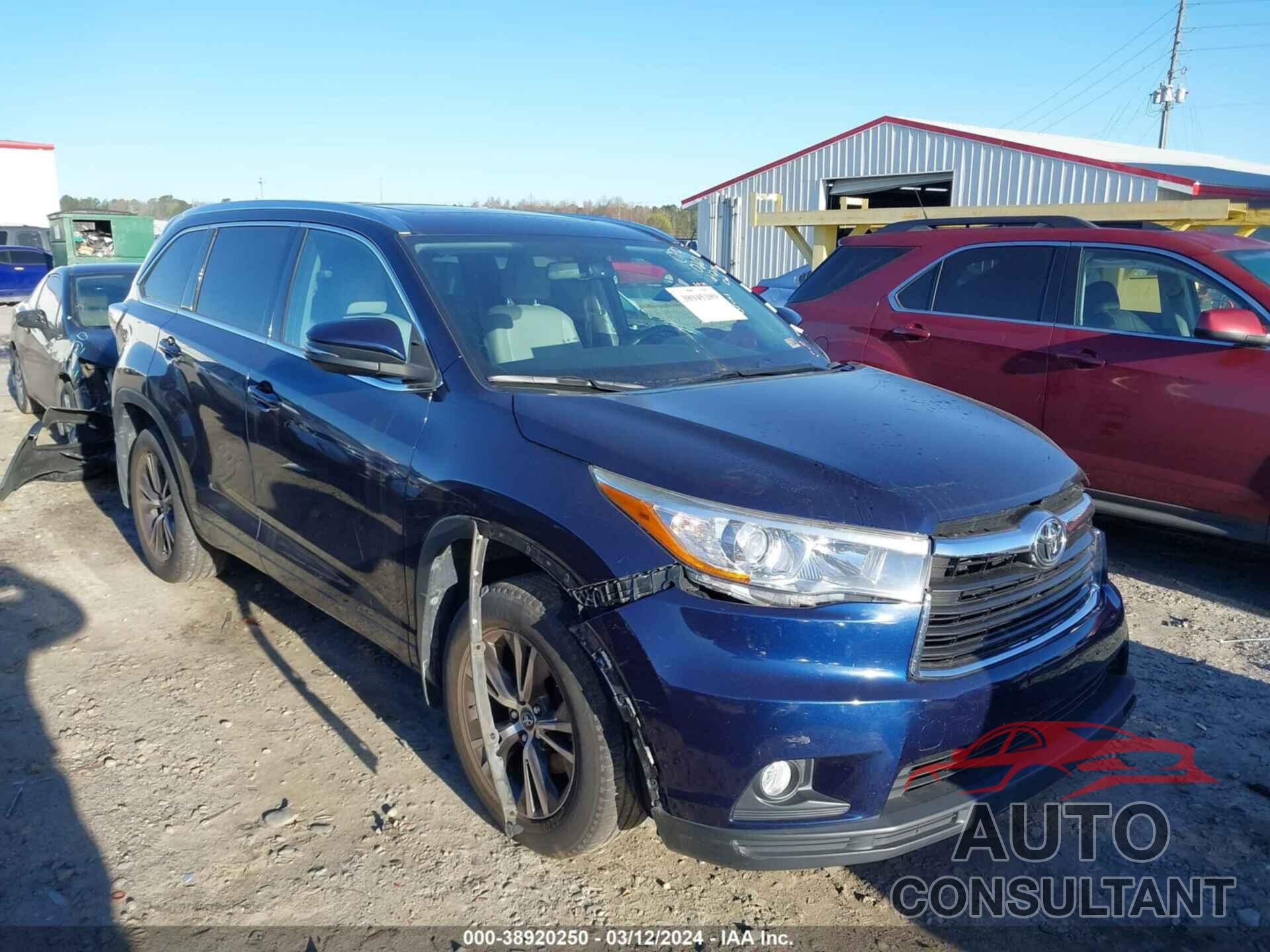 TOYOTA HIGHLANDER 2016 - 5TDJKRFH1GS260267