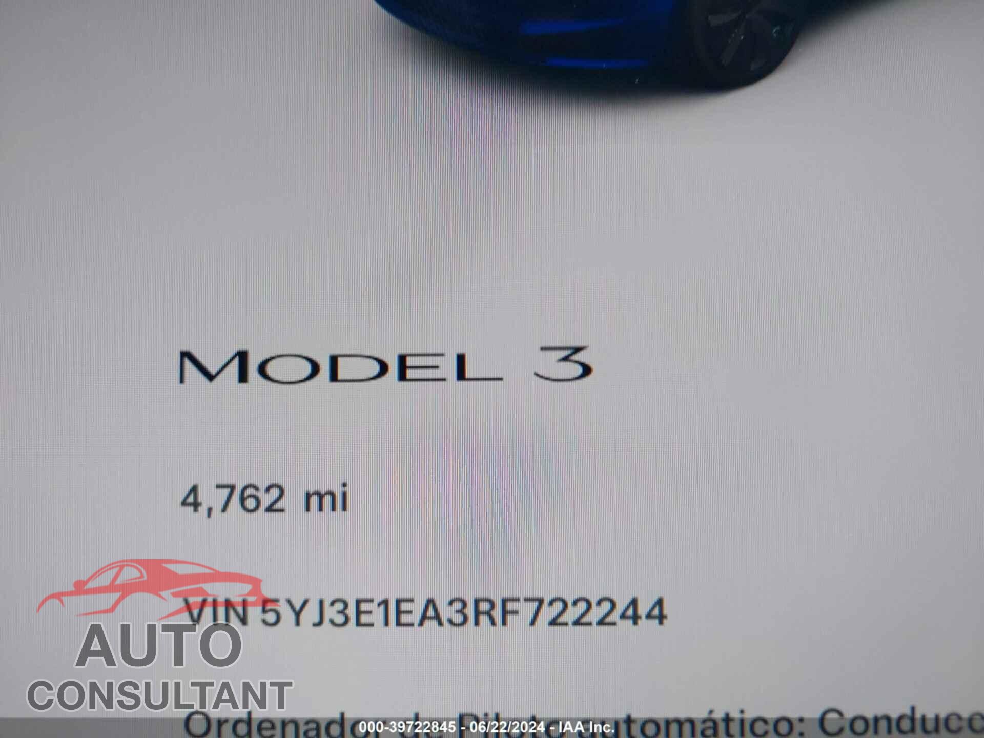 TESLA MODEL 3 2024 - 5YJ3E1EA3RF722244