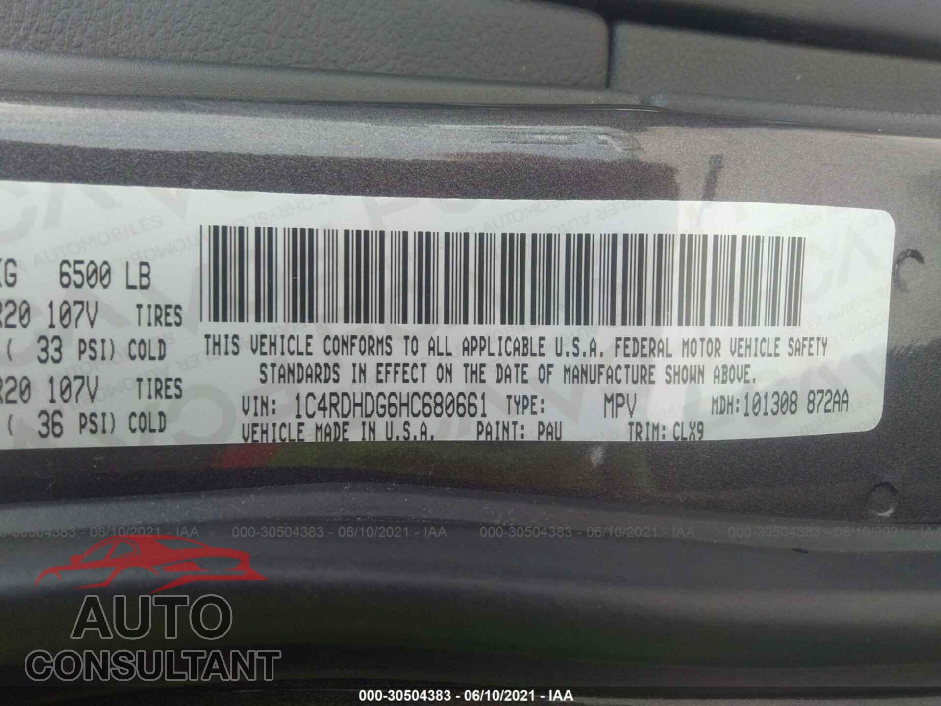 DODGE DURANGO 2017 - 1C4RDHDG6HC680661