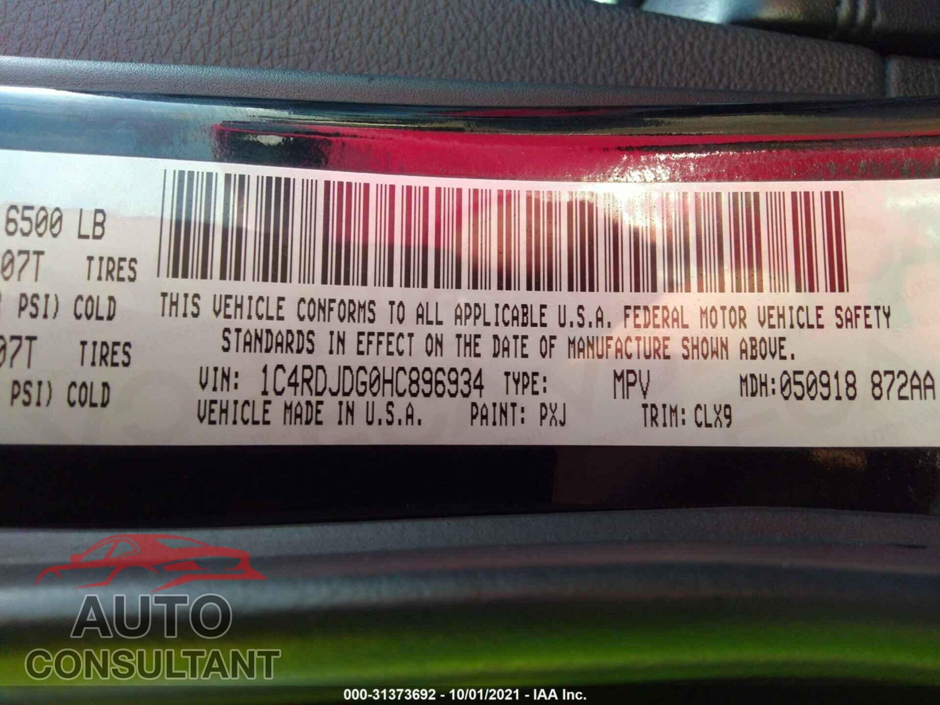 DODGE DURANGO 2017 - 1C4RDJDG0HC896934