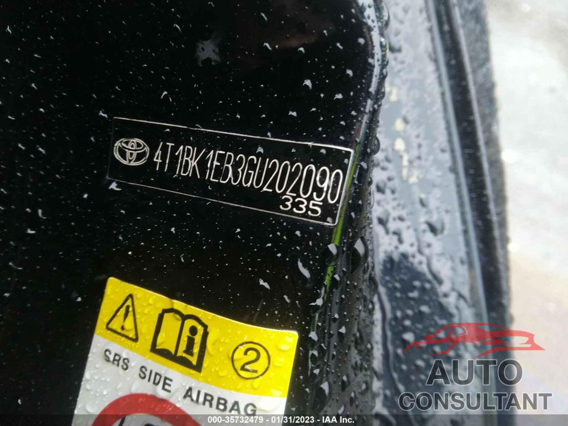 TOYOTA AVALON 2016 - 4T1BK1EB3GU202090