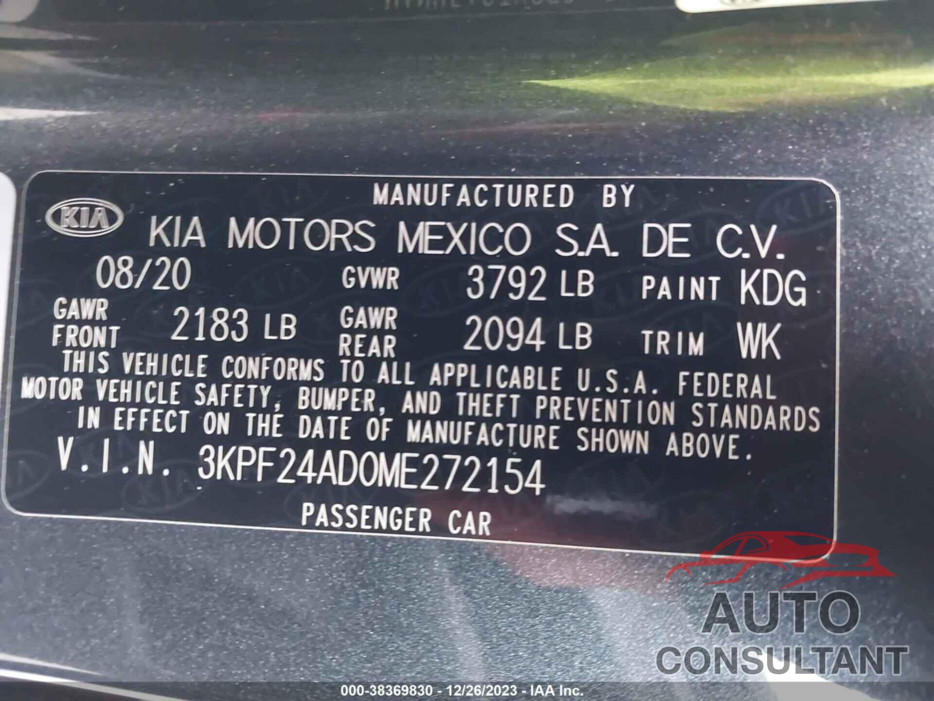 KIA FORTE 2021 - 3KPF24AD0ME272154