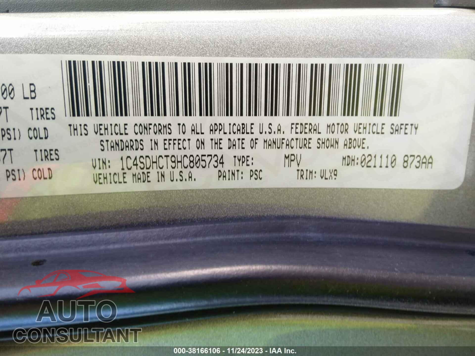 DODGE DURANGO 2017 - 1C4SDHCT9HC805734