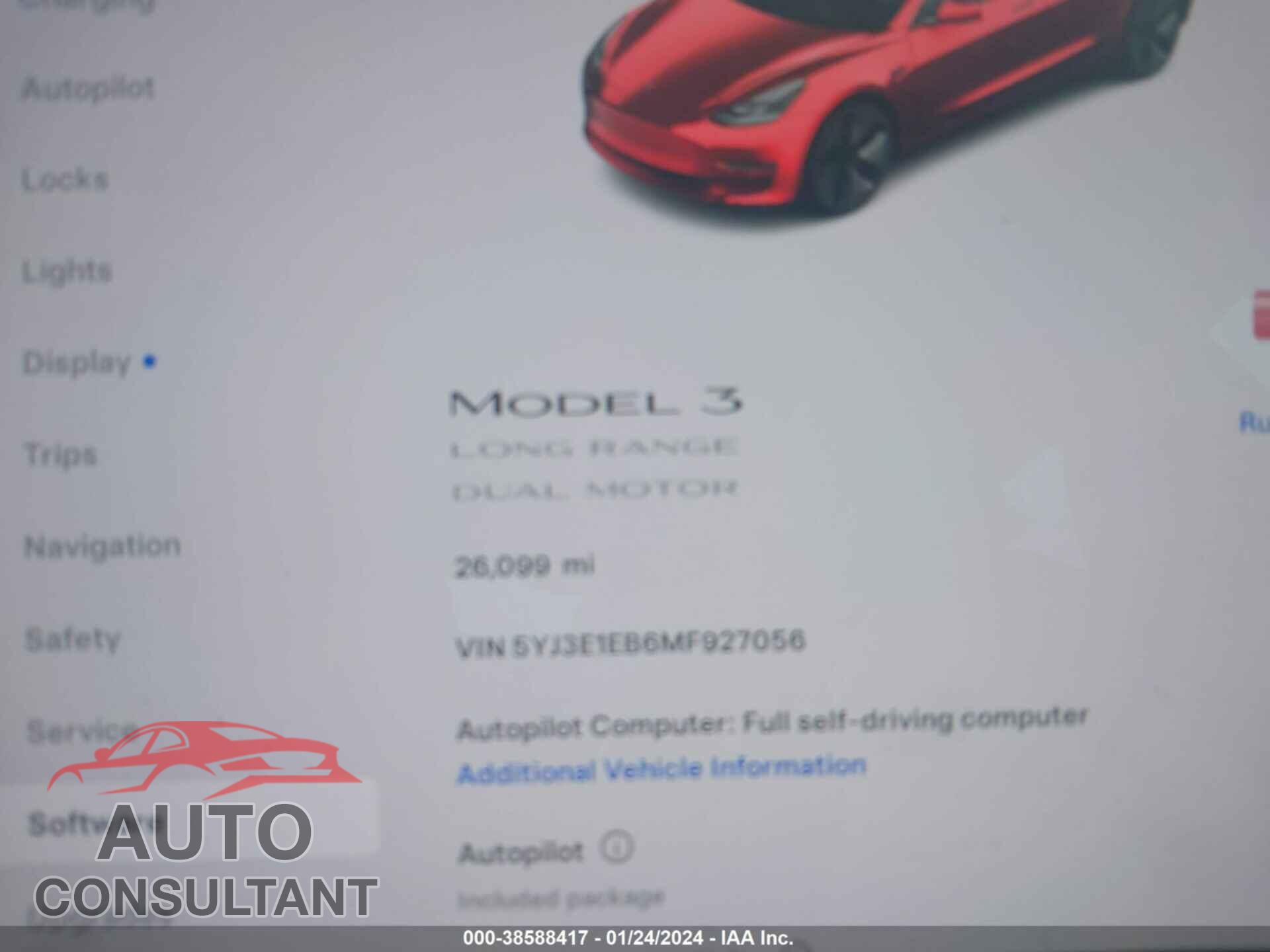 TESLA MODEL 3 2021 - 5YJ3E1EB6MF927056