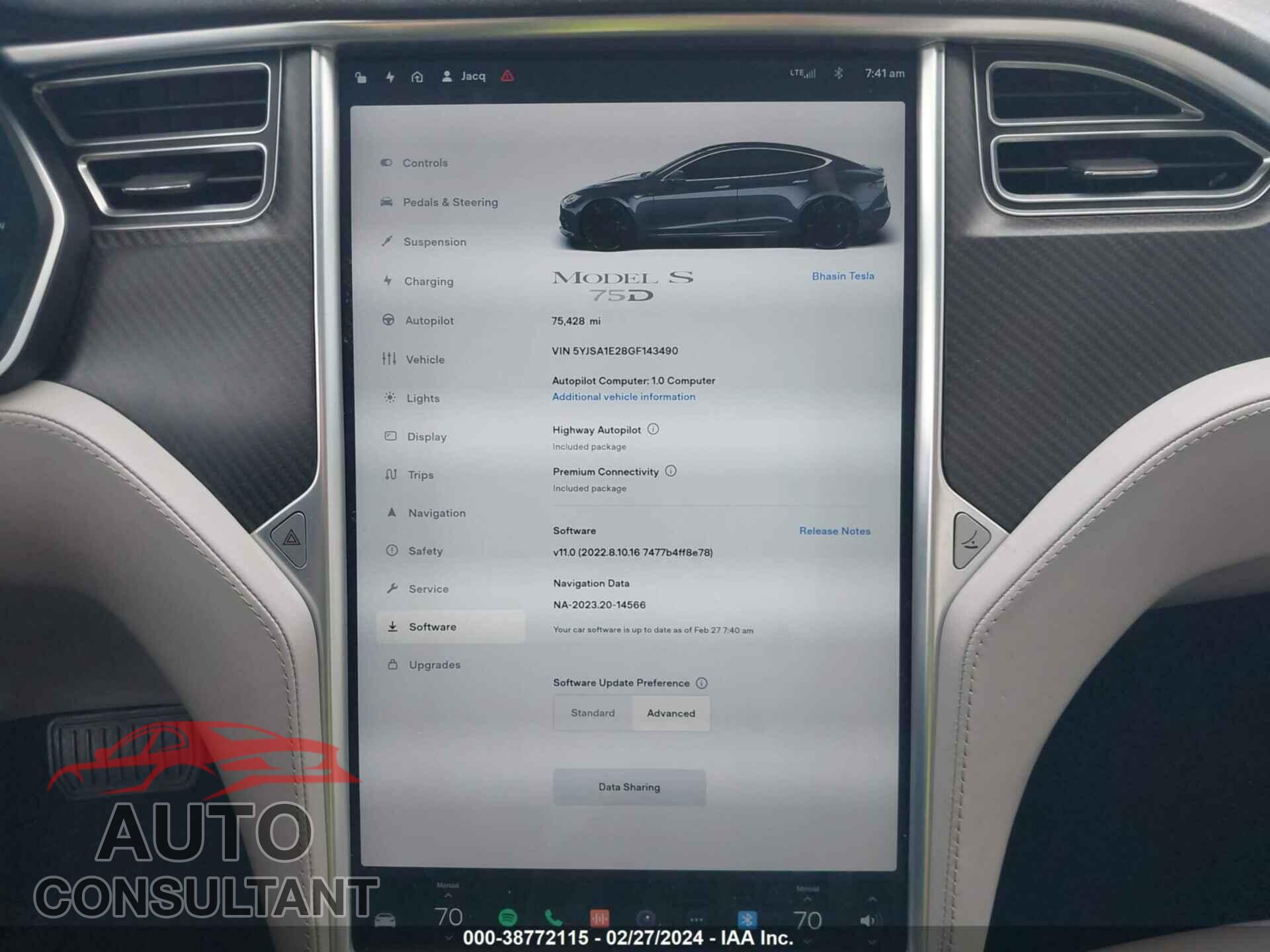 TESLA MODEL S 2016 - 5YJSA1E28GF143490