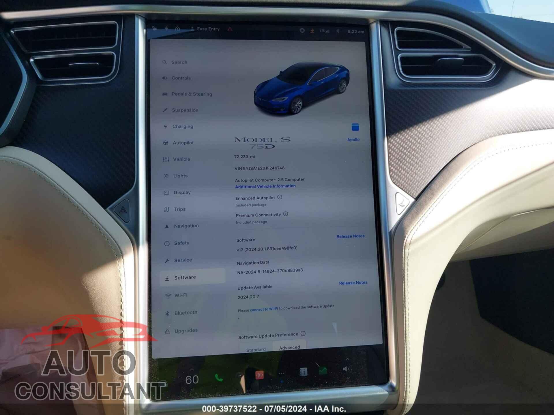 TESLA MODEL S 2018 - 5YJSA1E20JF246748