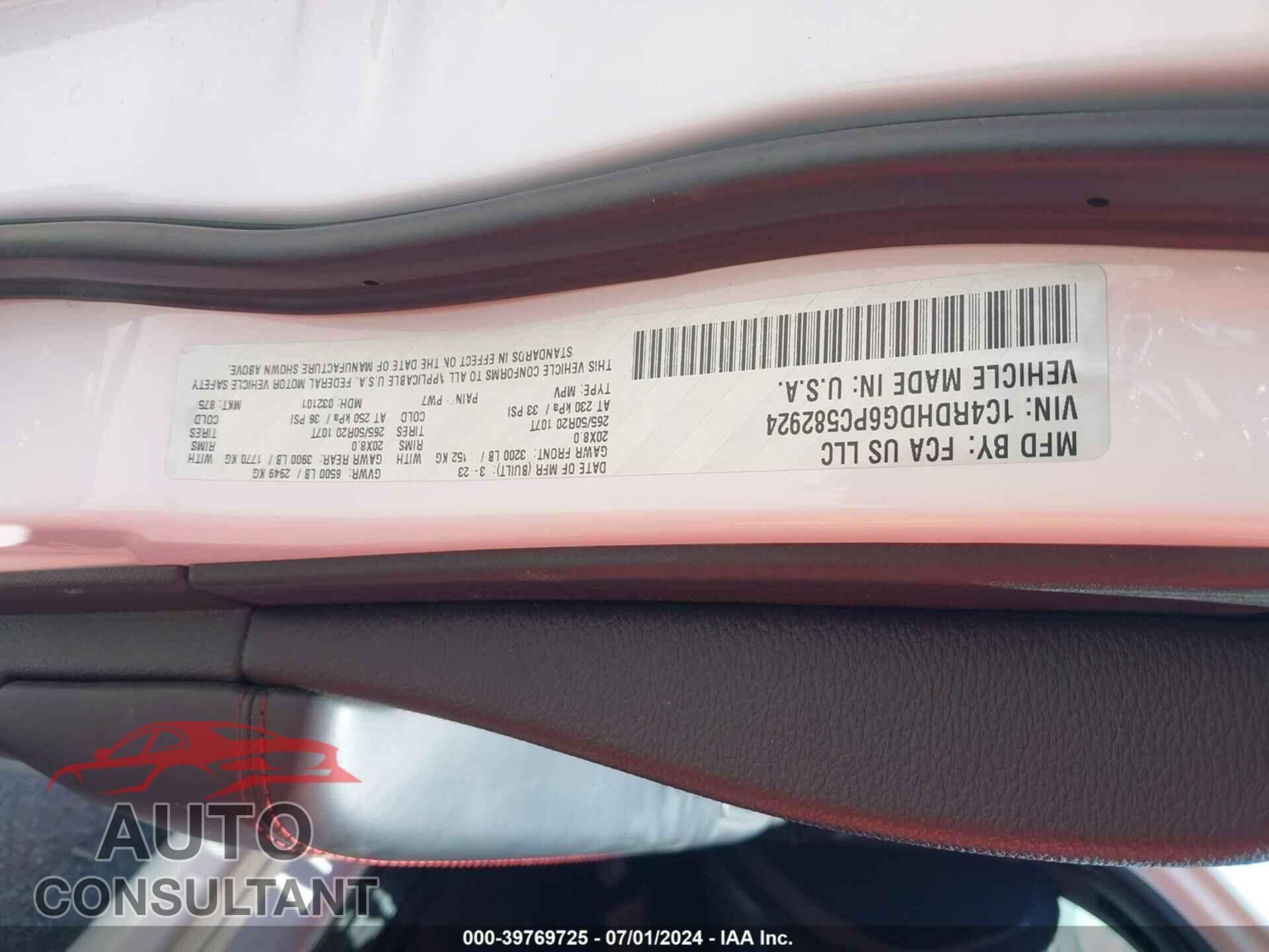 DODGE DURANGO 2023 - 1C4RDHDG6PC582924