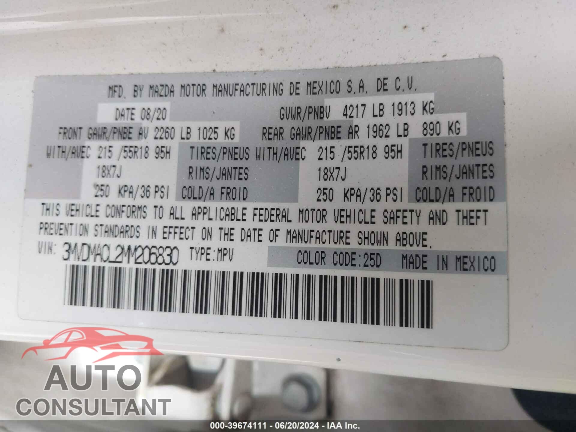 MAZDA CX-30 2021 - 3MVDMACL2MM206830