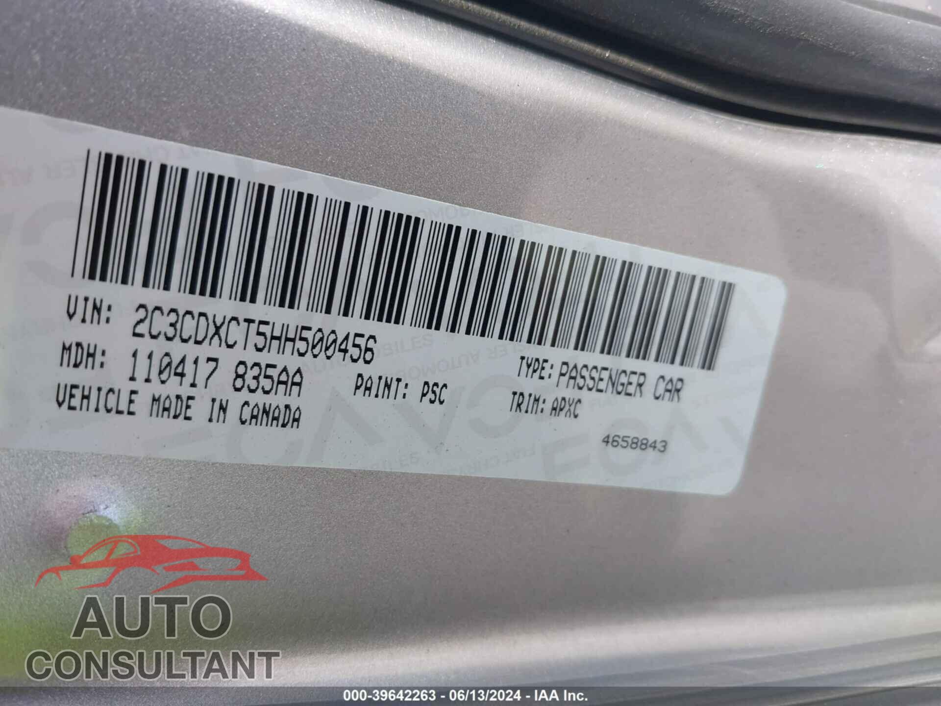 DODGE CHARGER 2017 - 2C3CDXCT5HH500456